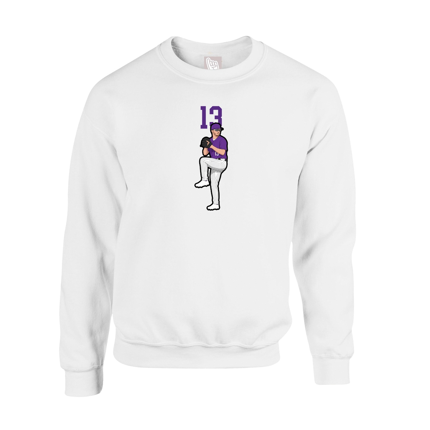 Fleece Crew — Number Top in White