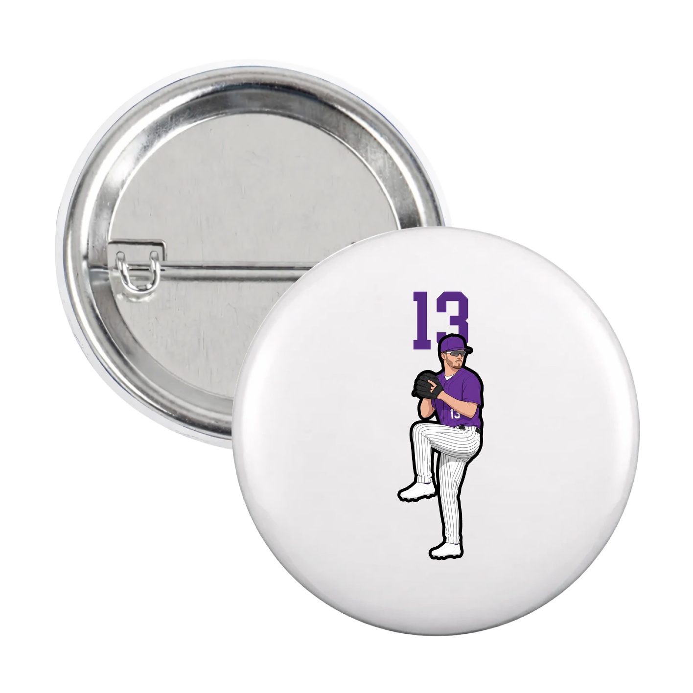 Game Day Button — Number Top in White