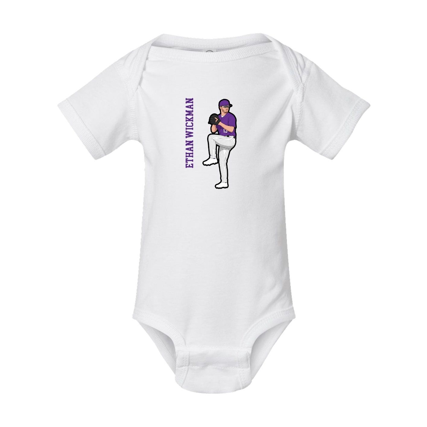 Baby Onesie — Name Vertical in White