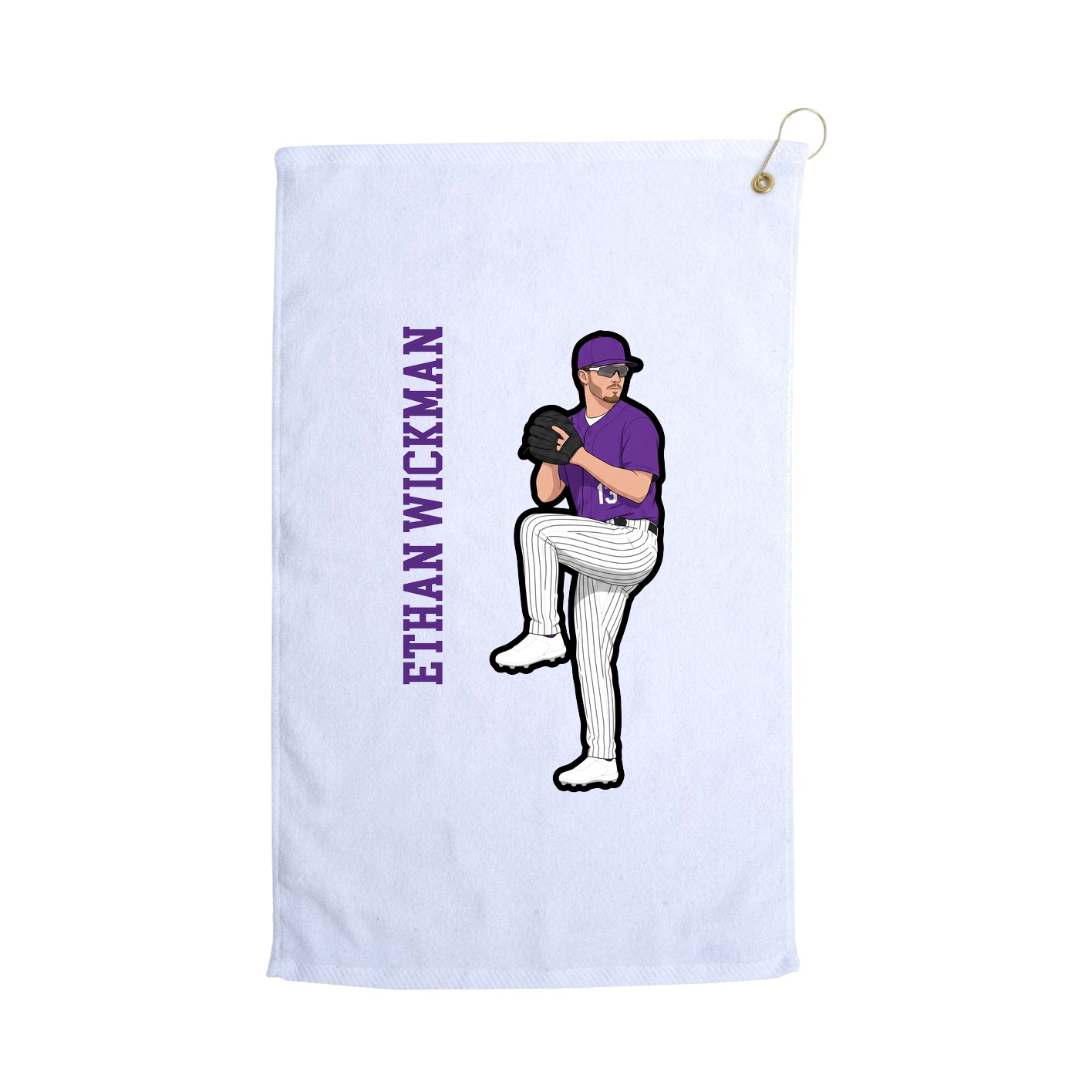Golf Towel — Name Vertical in White