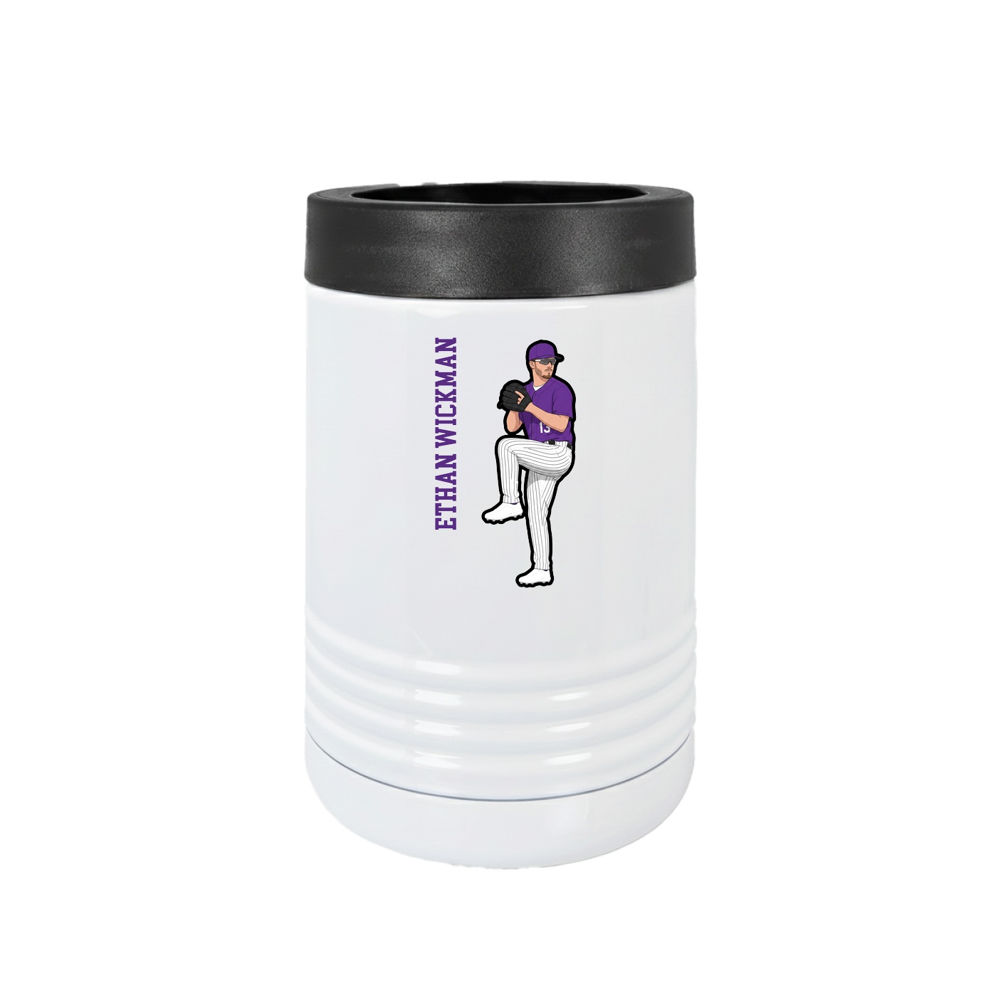 Beverage Holder — Name Vertical in White