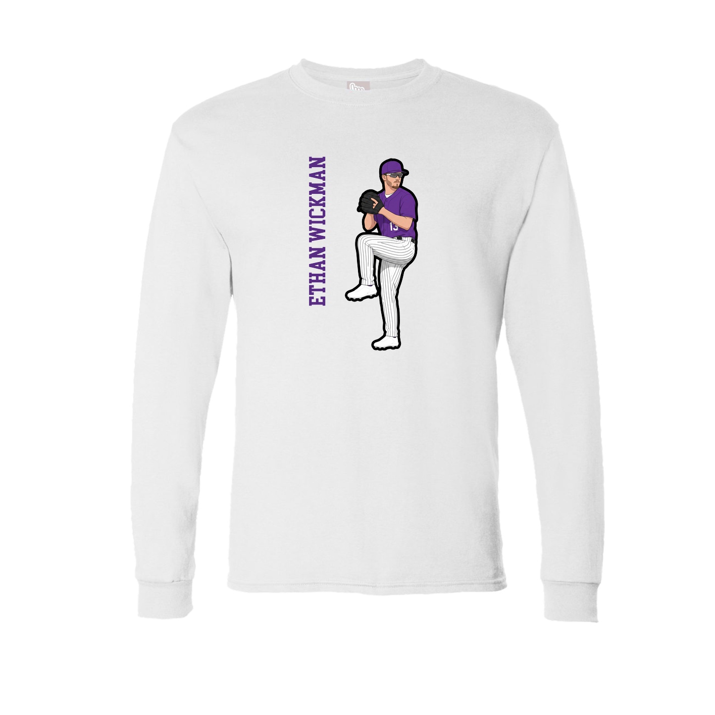 Long Sleeve Tee — Name Vertical in White