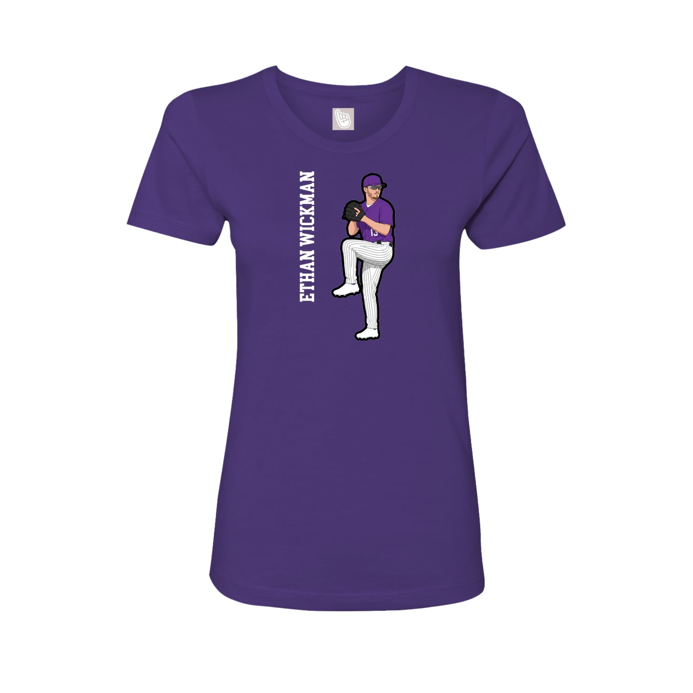 Fitted Women's Tee — Name Vertical in Purple