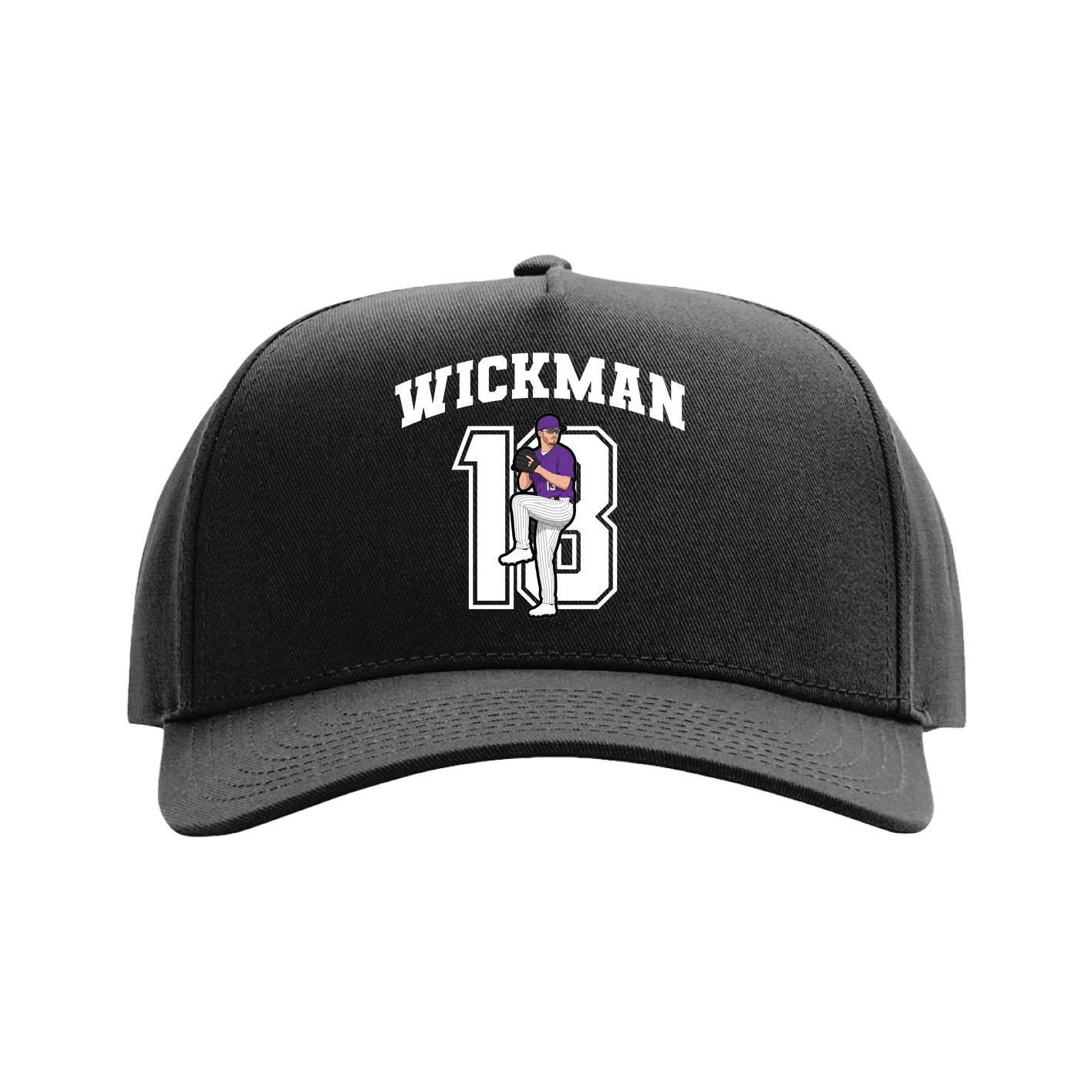 Full Fabric Five-Panel Champ Cap — Number in Black