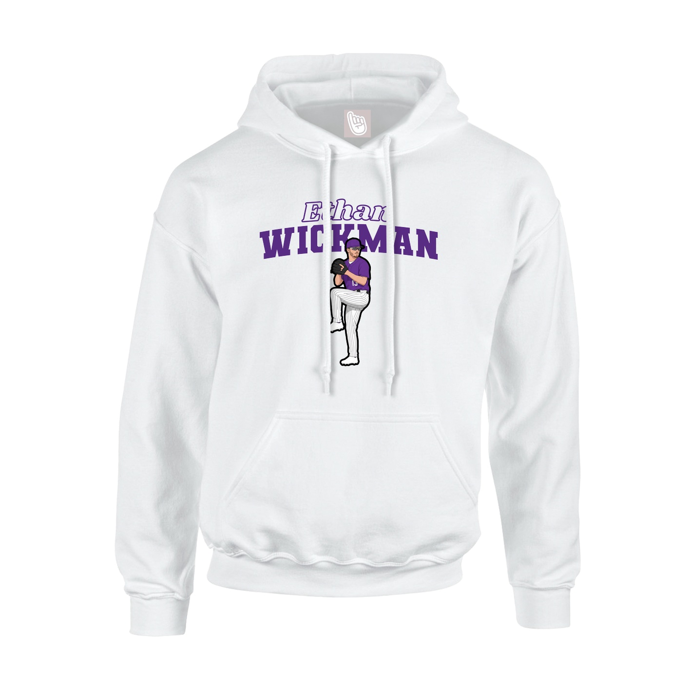 Youth Hoodie — Name Arch in White