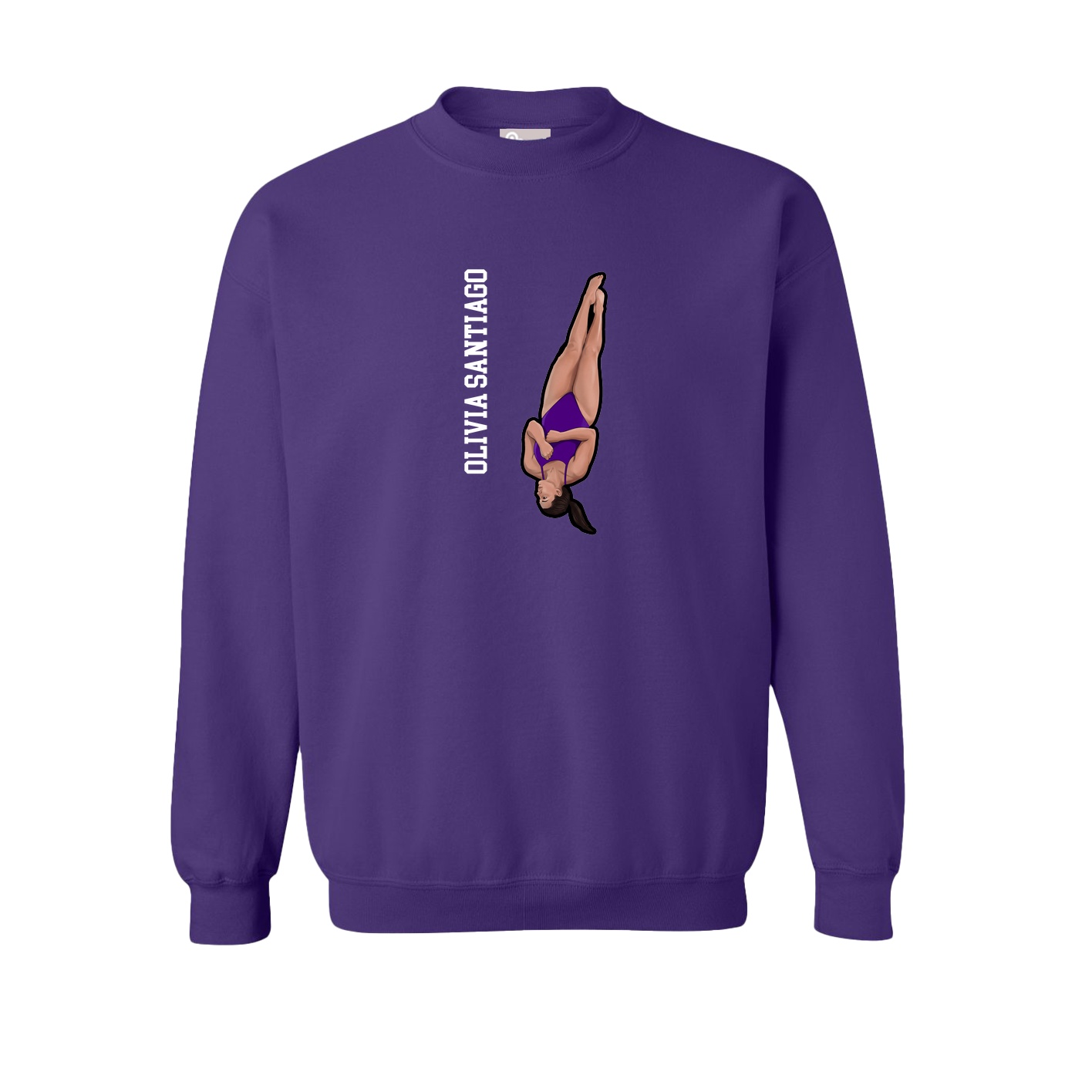 Fleece Crew — Name Vertical in Purple