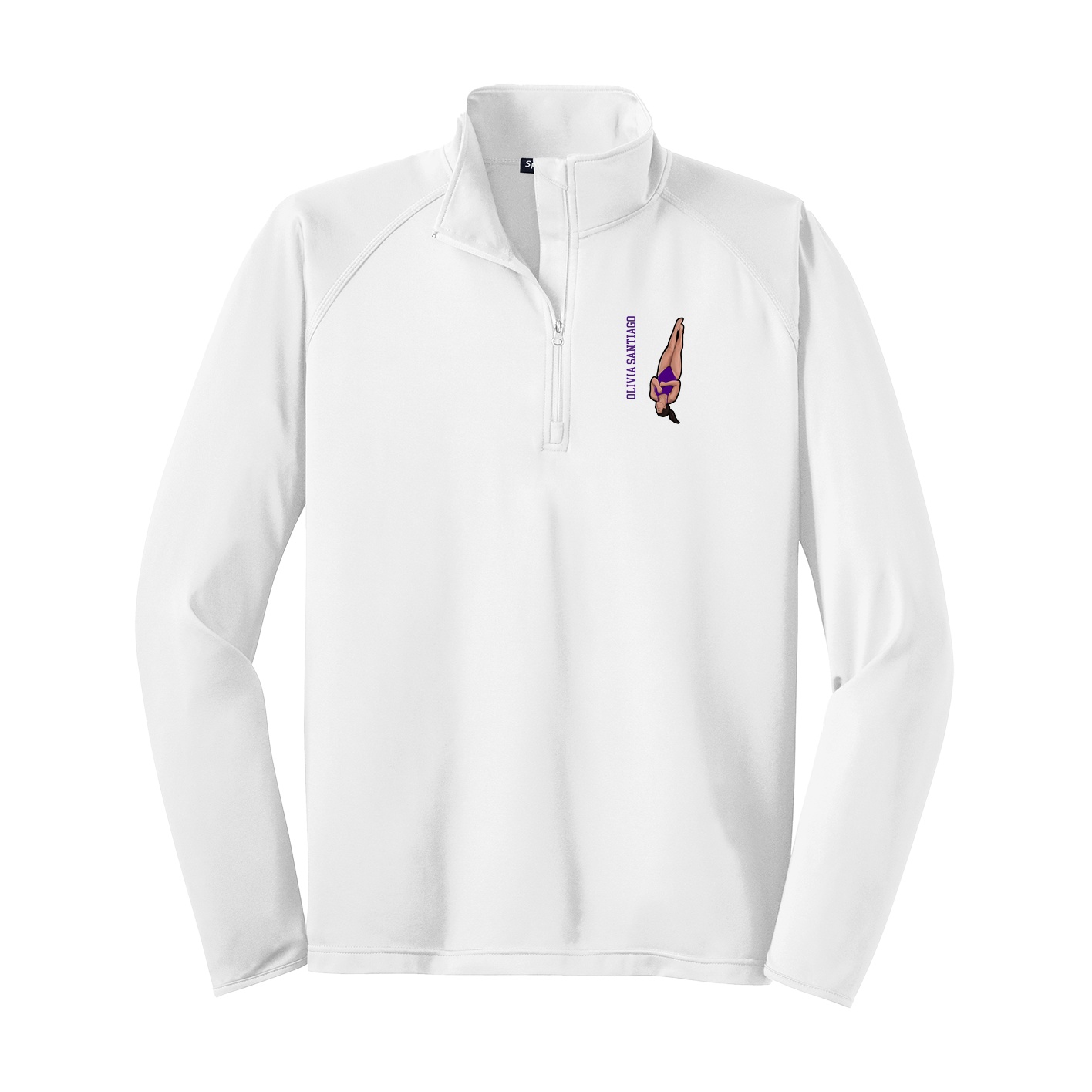 Q-Zip Pullover — Name Vertical in White