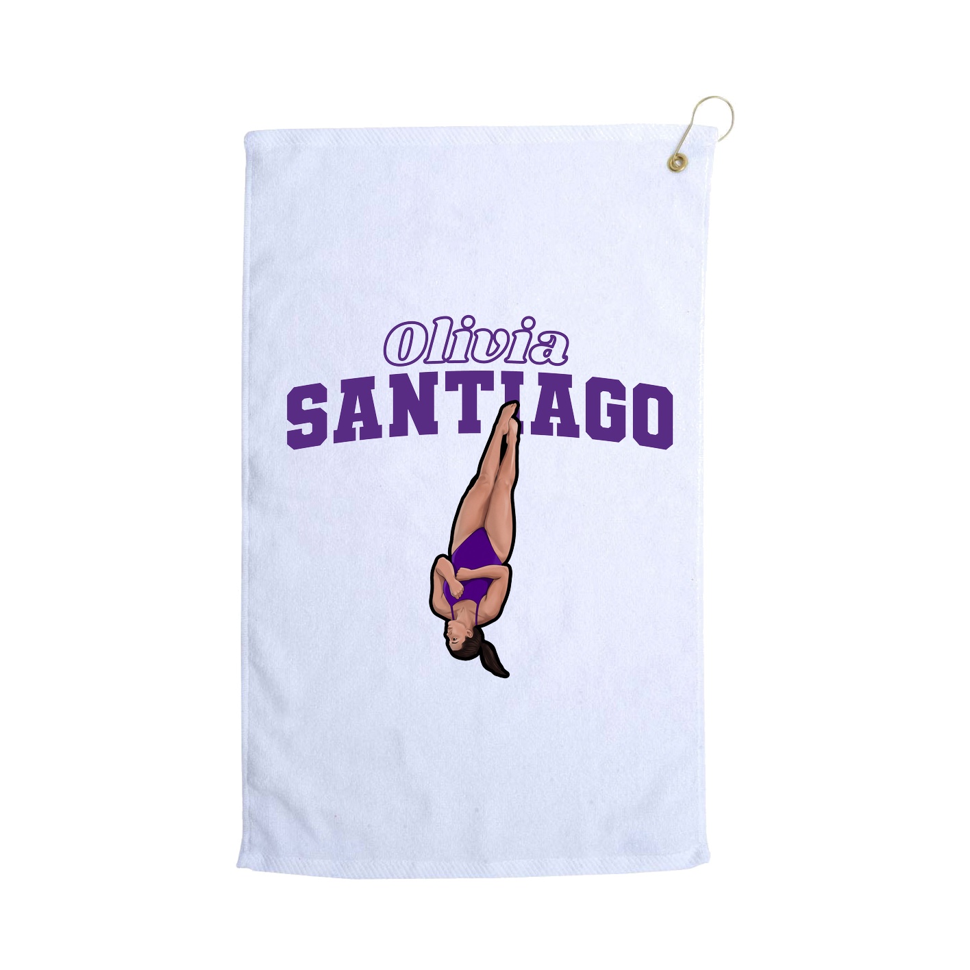 Golf Towel — Name Arch in White