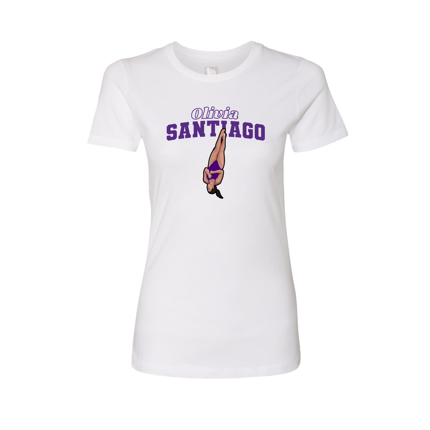 Fitted Women's Tee — Name Arch in White