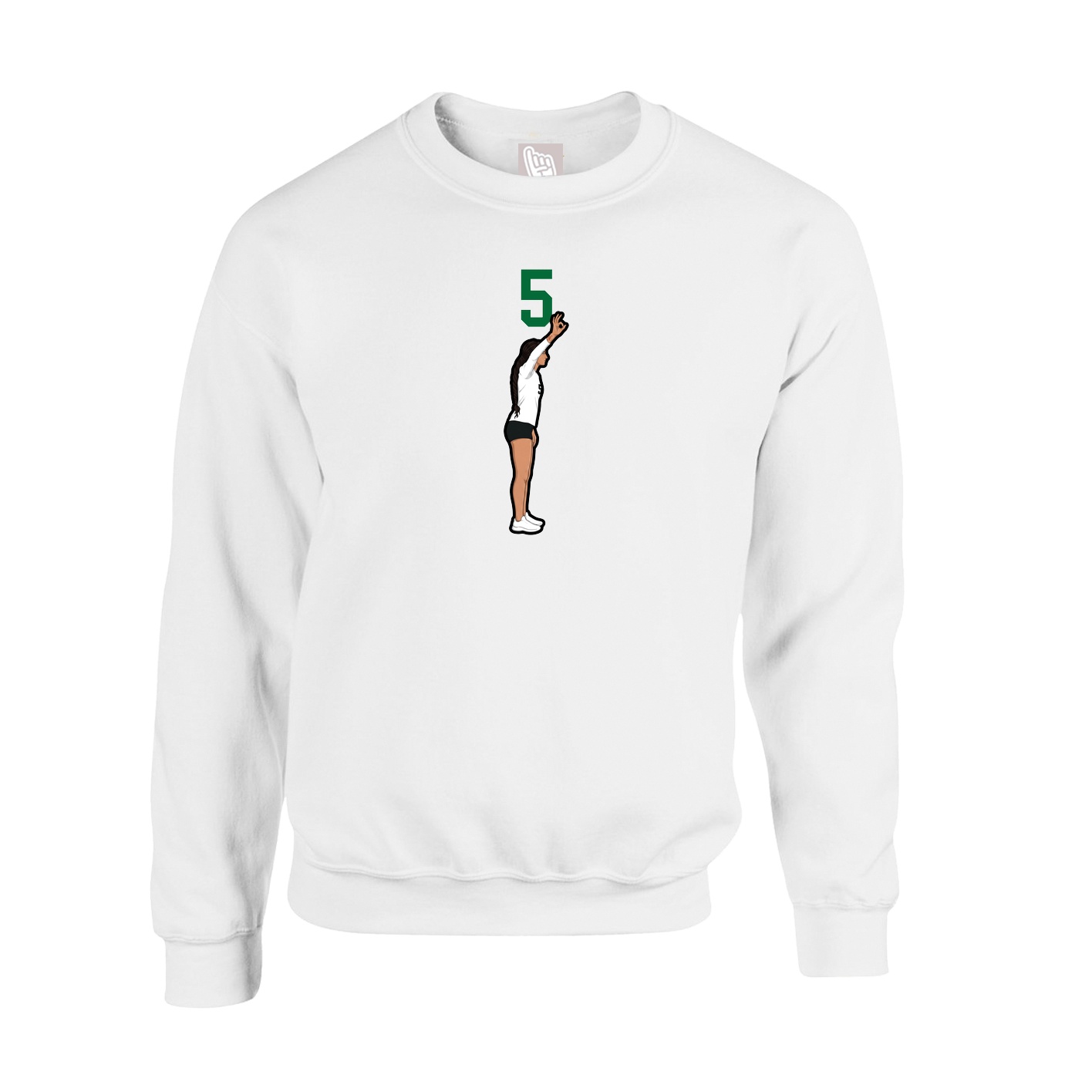 Fleece Crew — Number Top in White