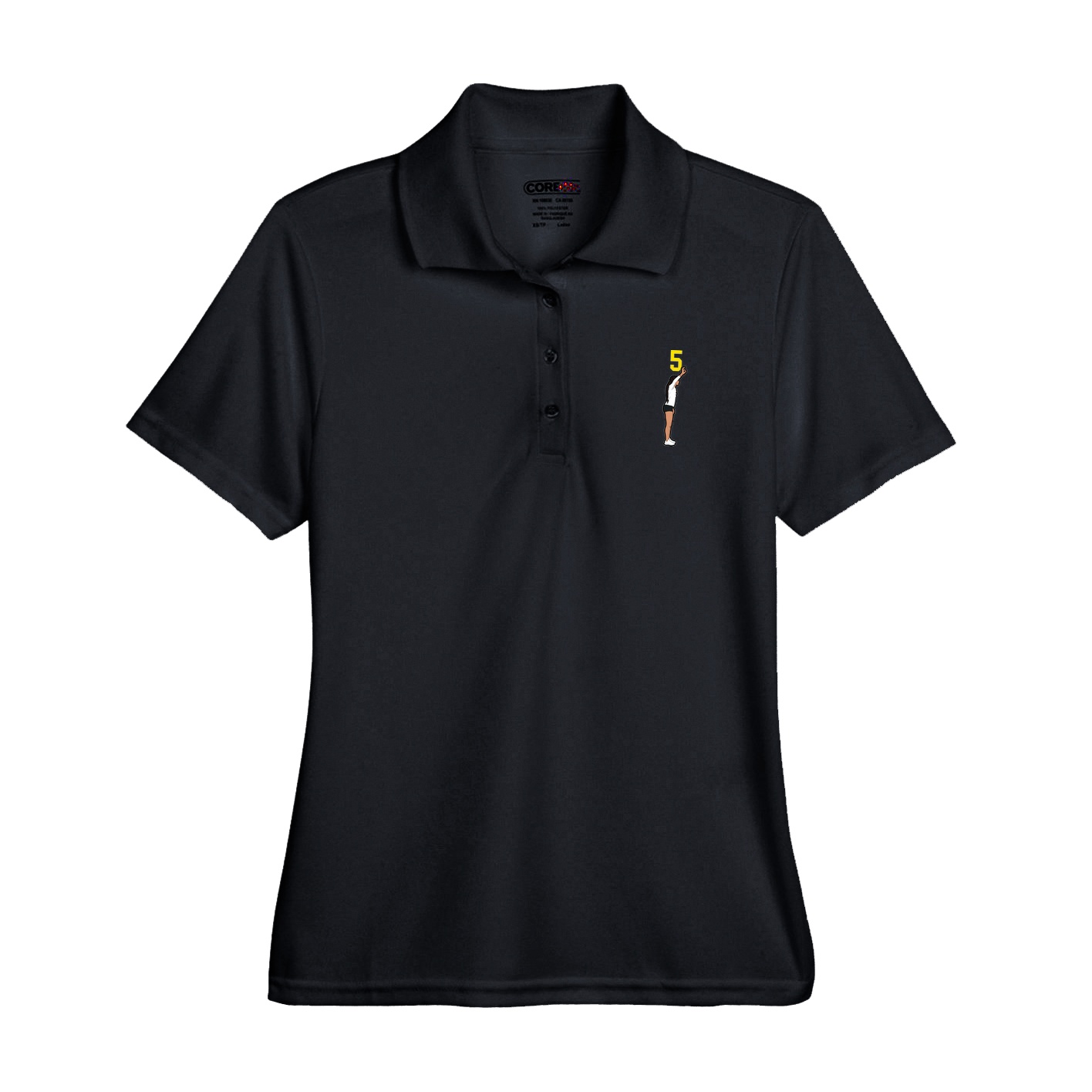 Womens Performance Polo — Number Top in Black