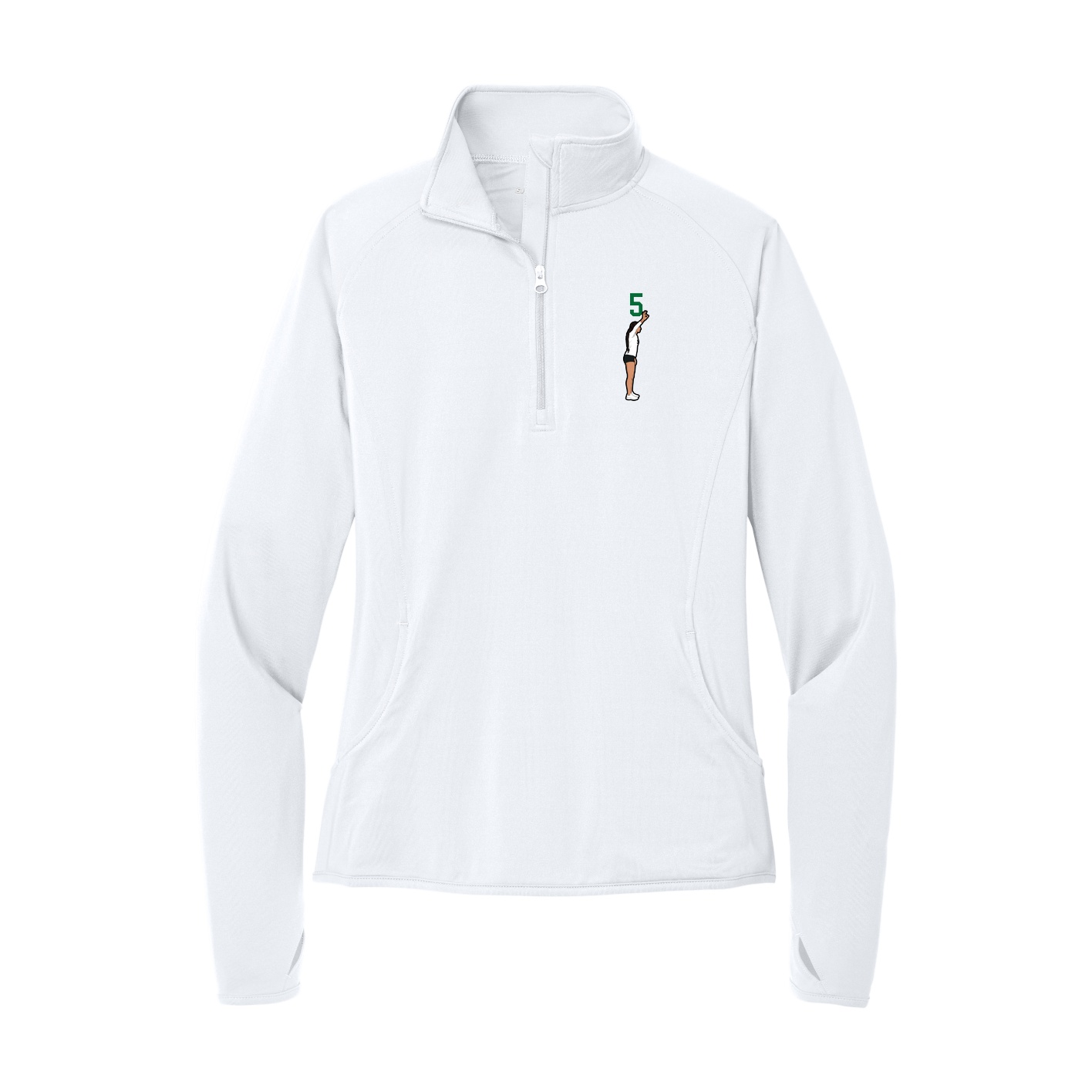 Women's Q-Zip Pullover — Number Top in White