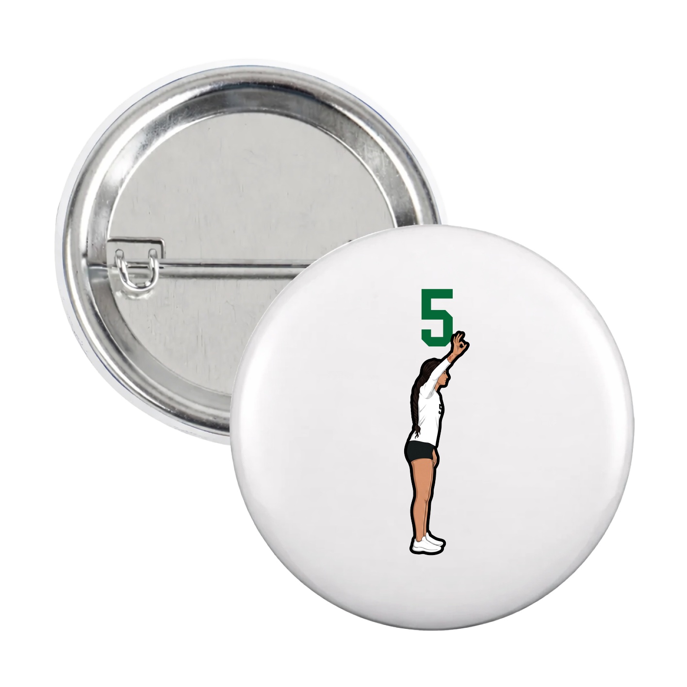 Game Day Button — Number Top in White