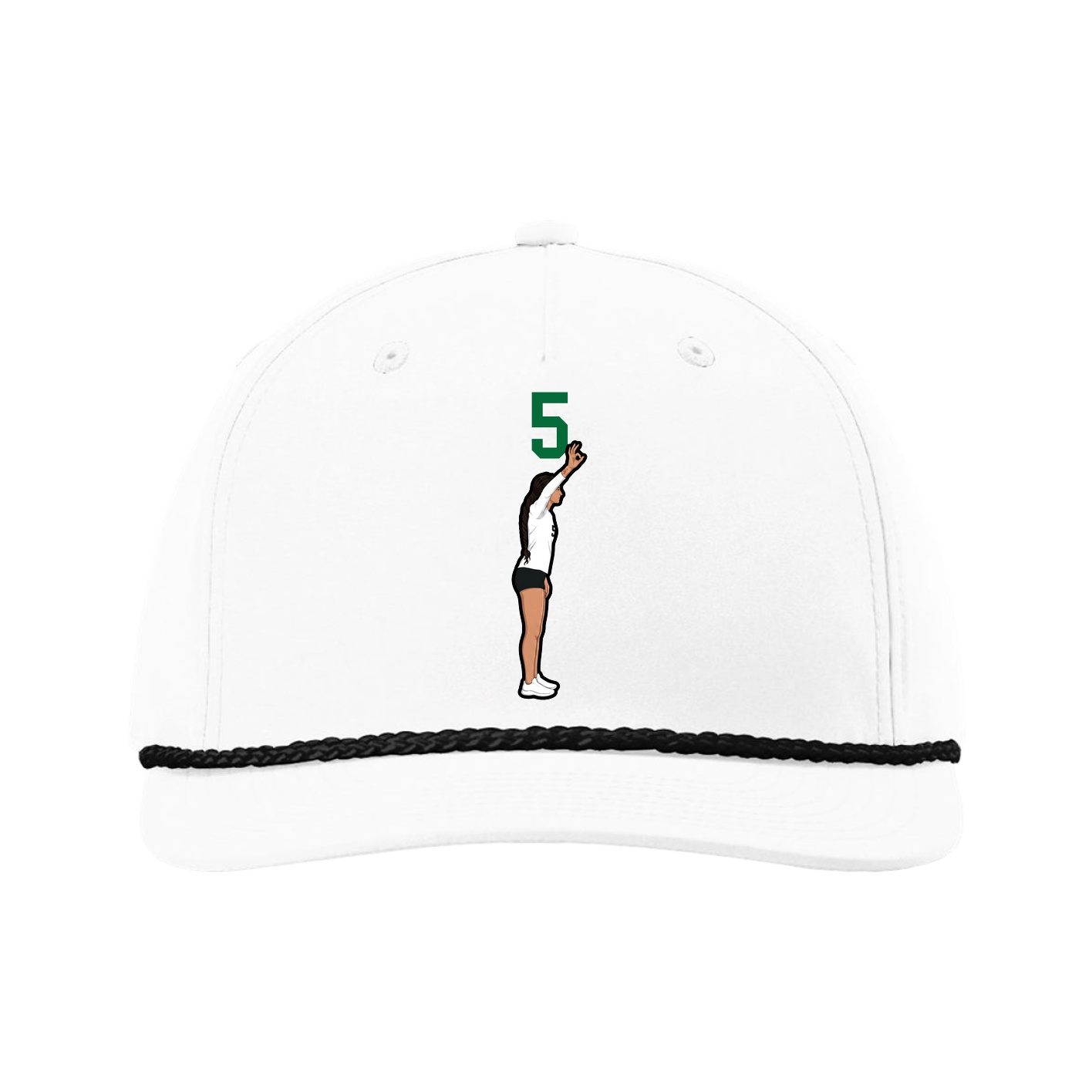 Five-Panel Classic Rope Cap — Number Top in White