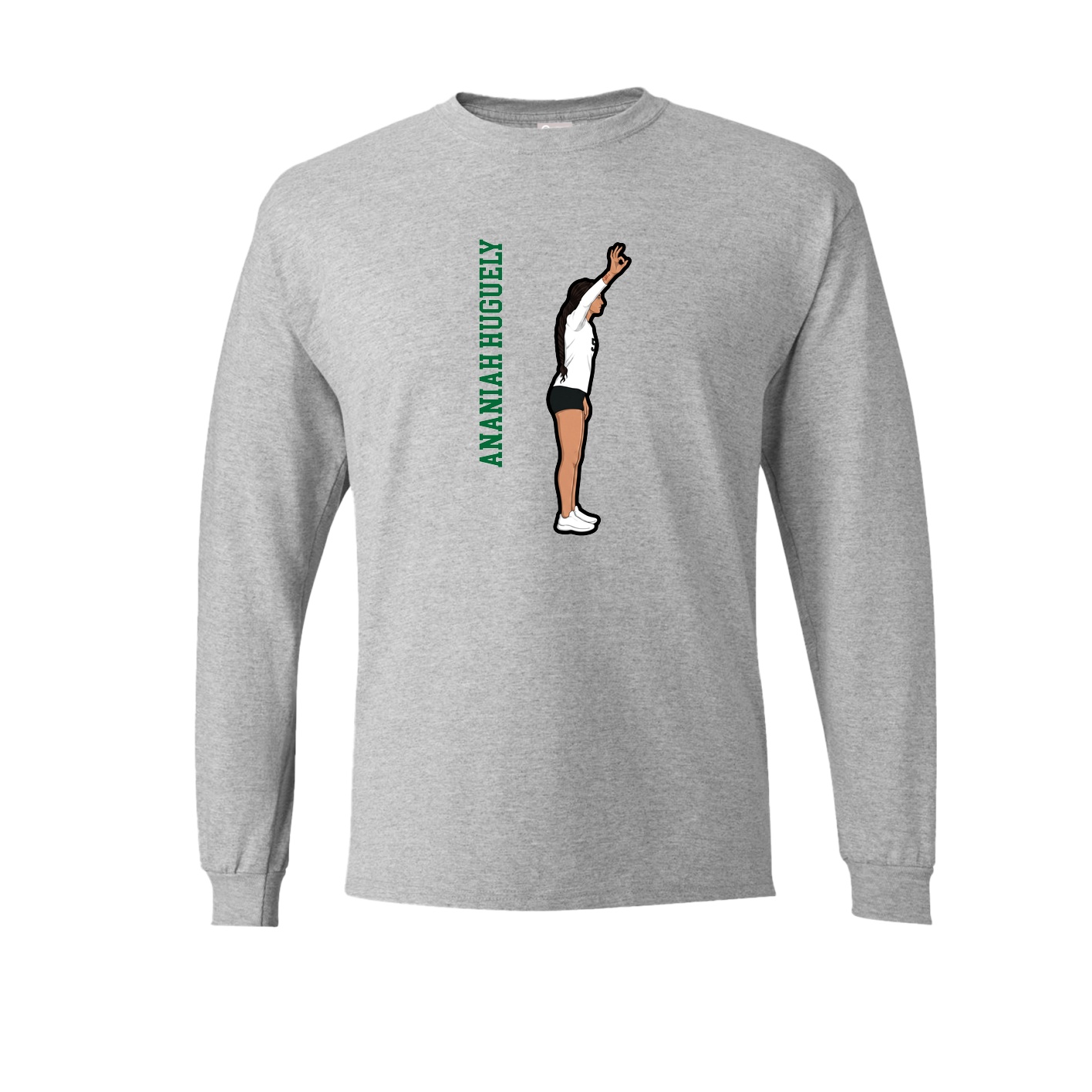 Long Sleeve Tee — Name Vertical in Grey