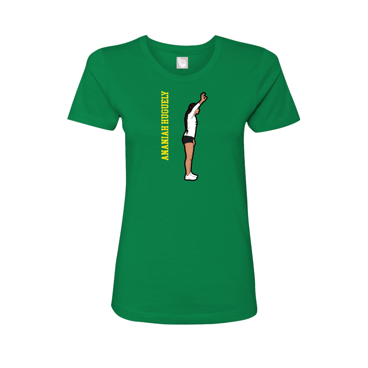 Womens Tee — Name Vertical in Green