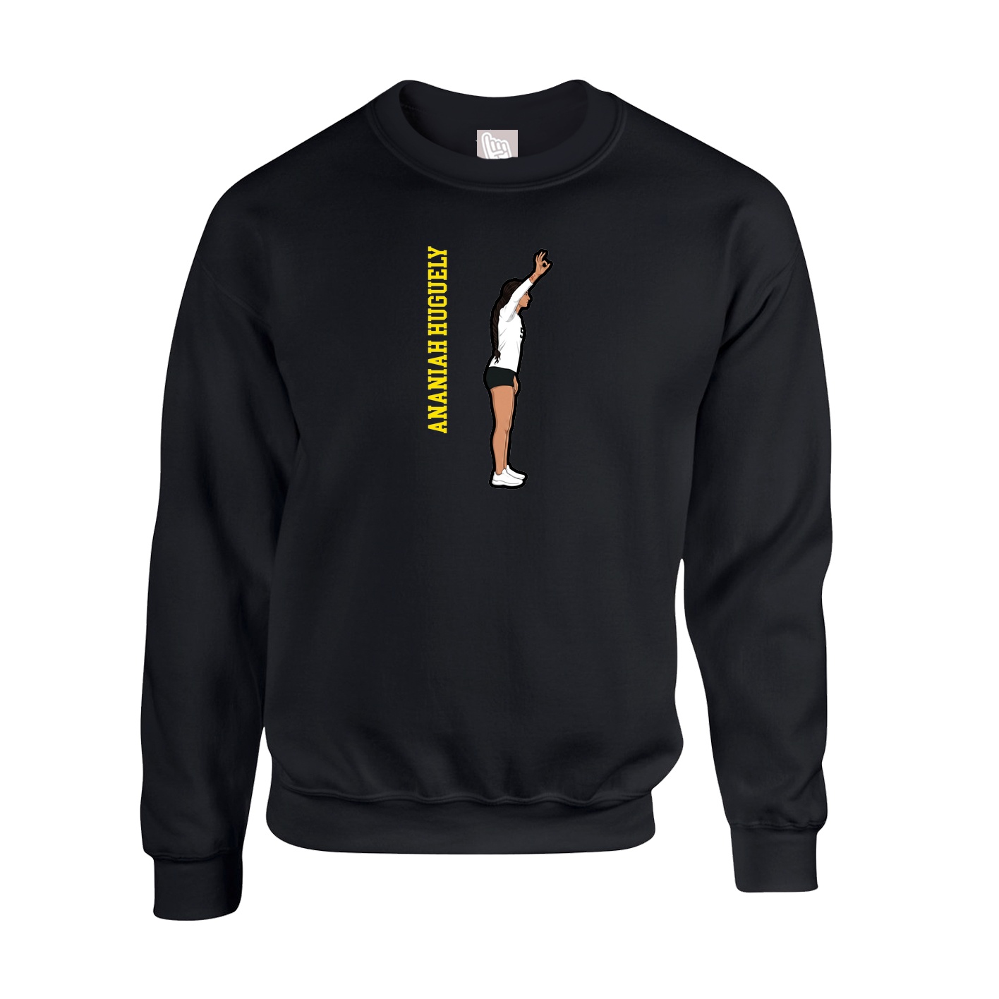 Fleece Crew — Name Vertical in Black