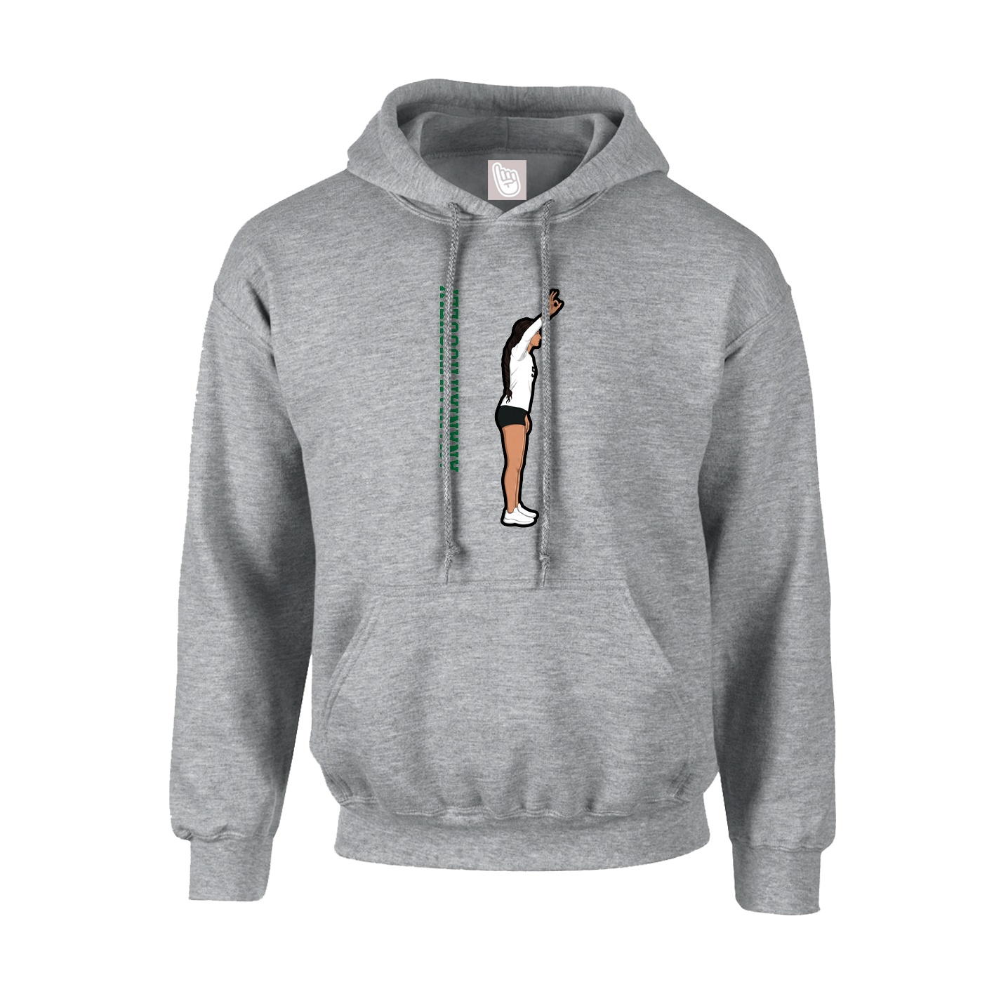 Youth Hoodie — Name Vertical in Grey