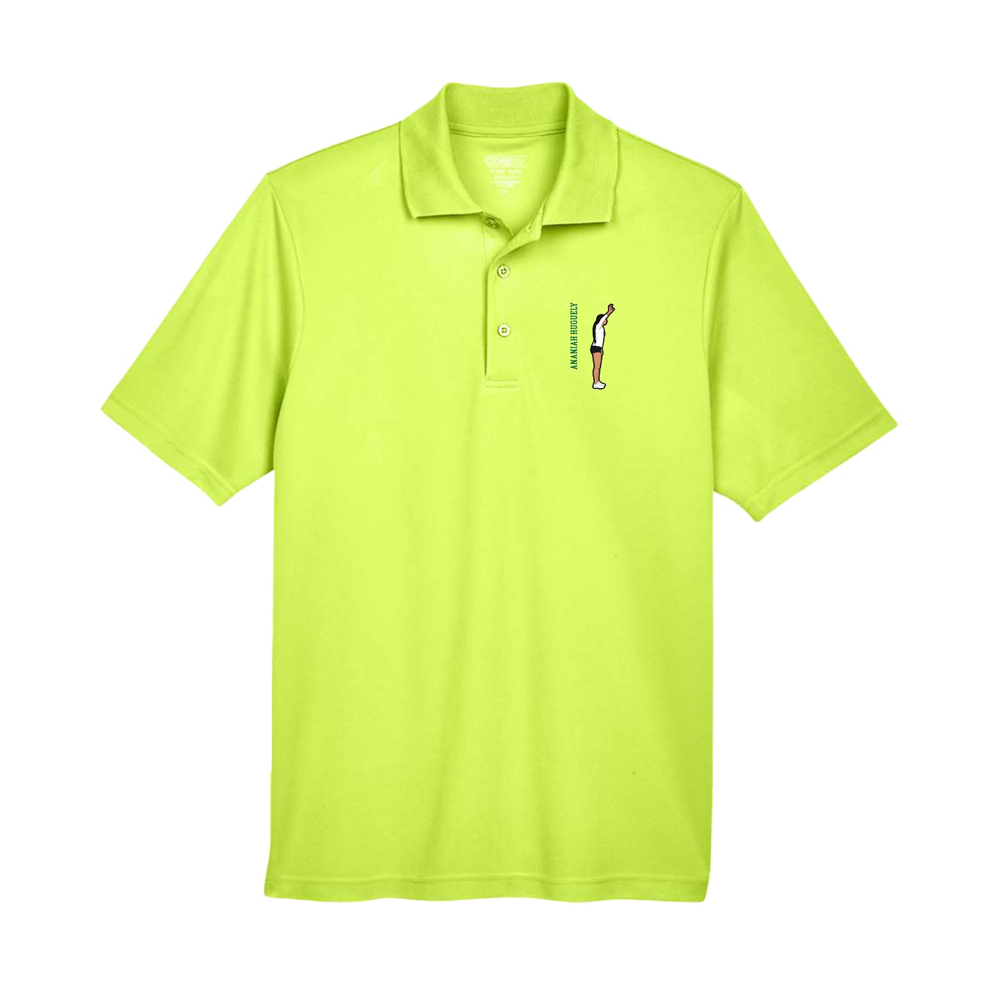 Performance Polo — Name Vertical in Yellow
