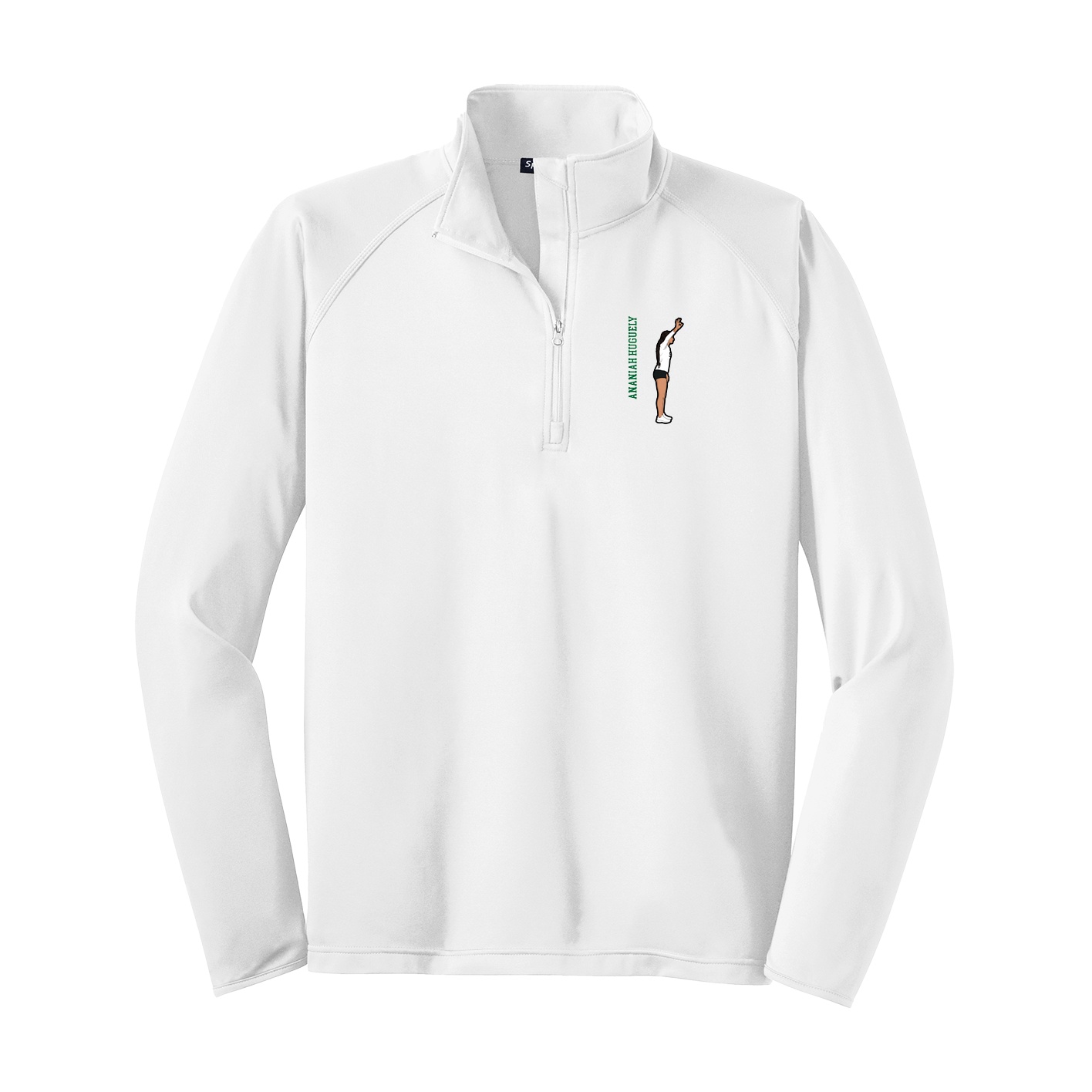 Q-Zip Pullover — Name Vertical in White