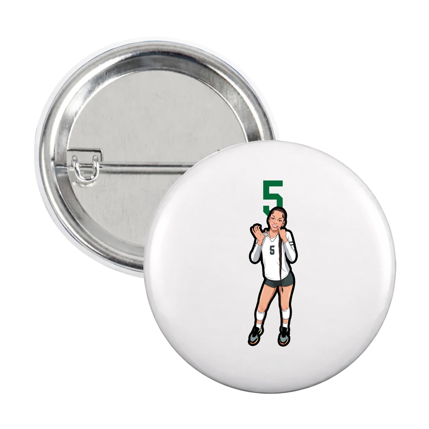 Game Day Button — Number Top in White