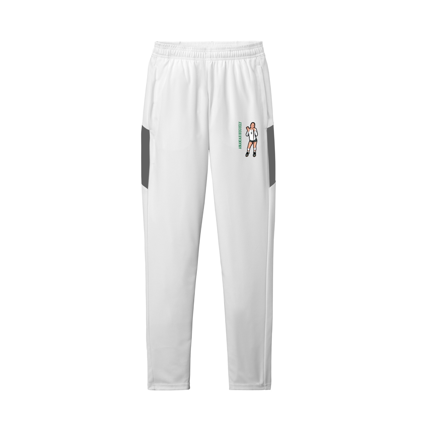 Team Travel Pant — Name Vertical in White/Grey