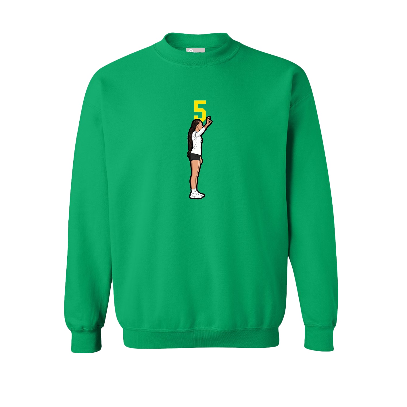 Fleece Crew — Number Top in Green