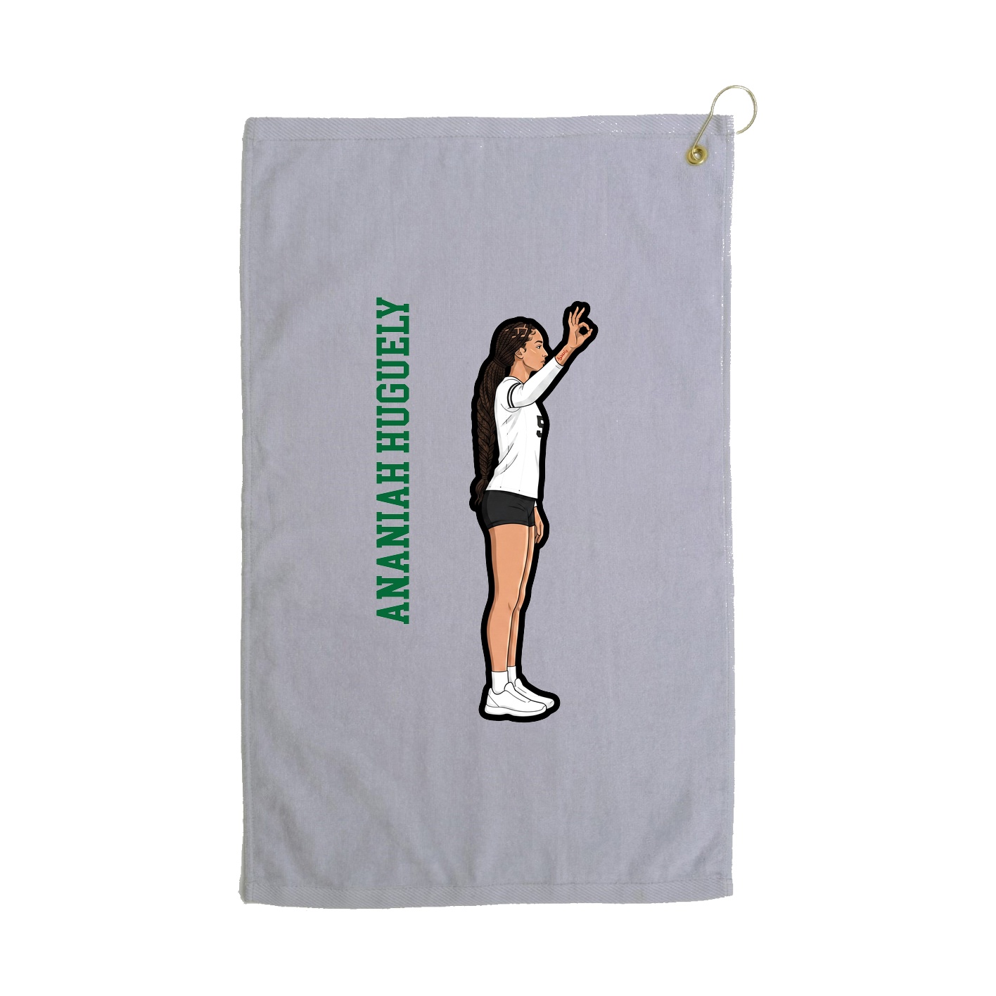 Golf Towel — Name Vertical in Grey