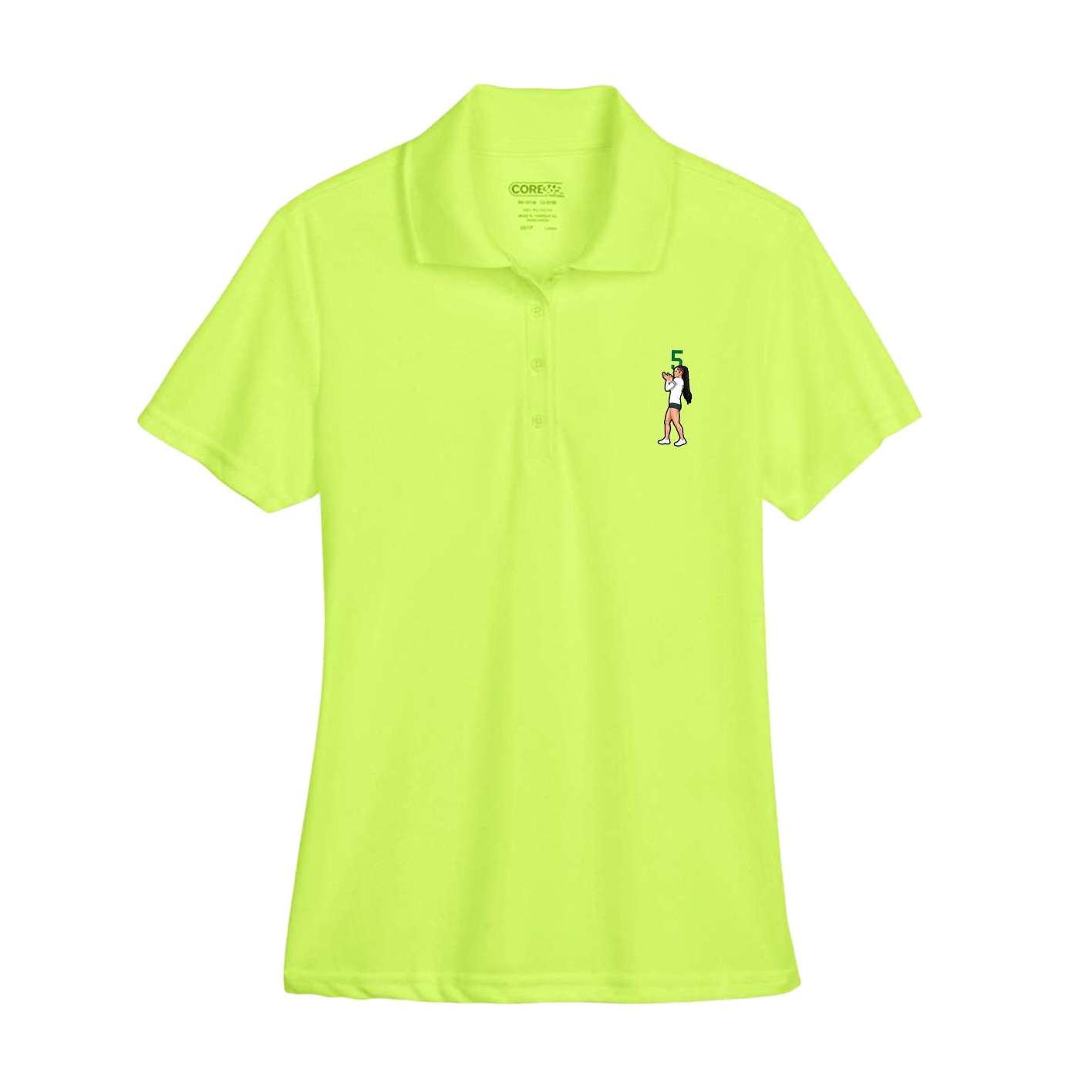 Womens Performance Polo — Number Top in Yellow