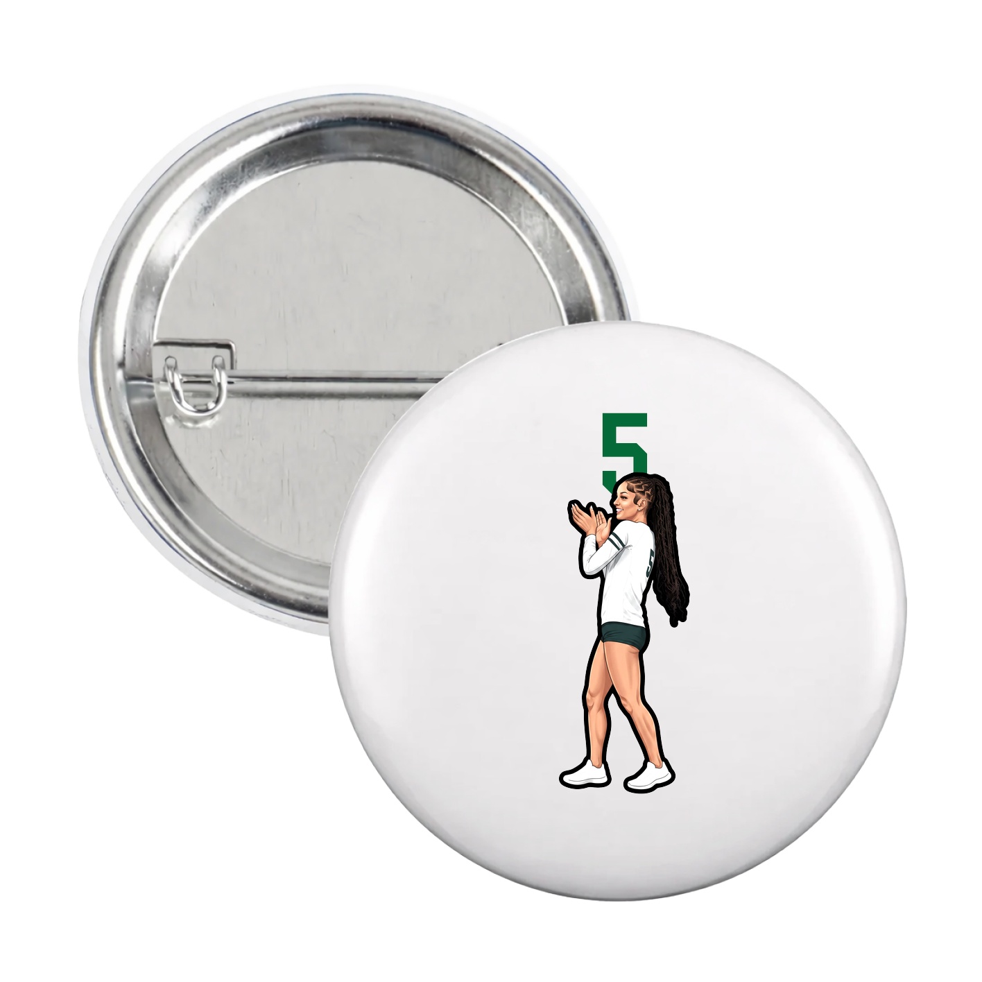 Game Day Button — Number Top in White
