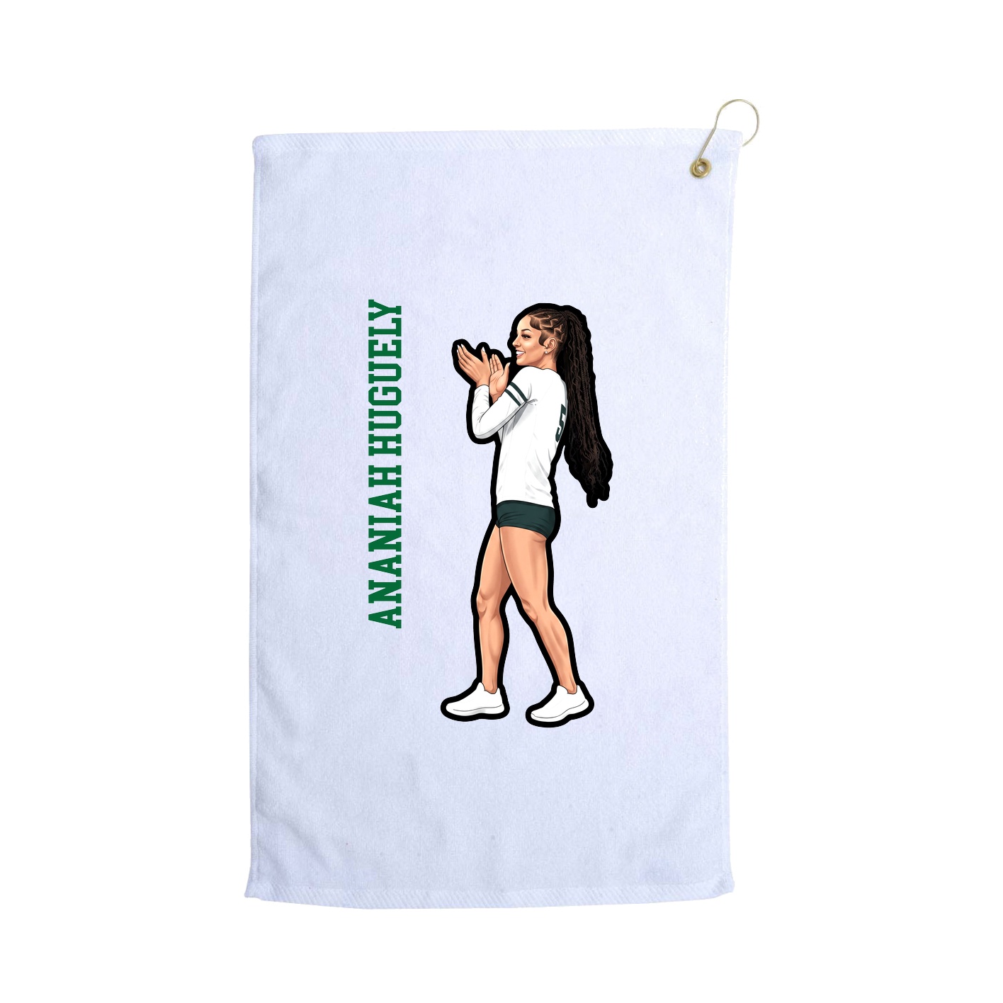 Golf Towel — Name Vertical in White