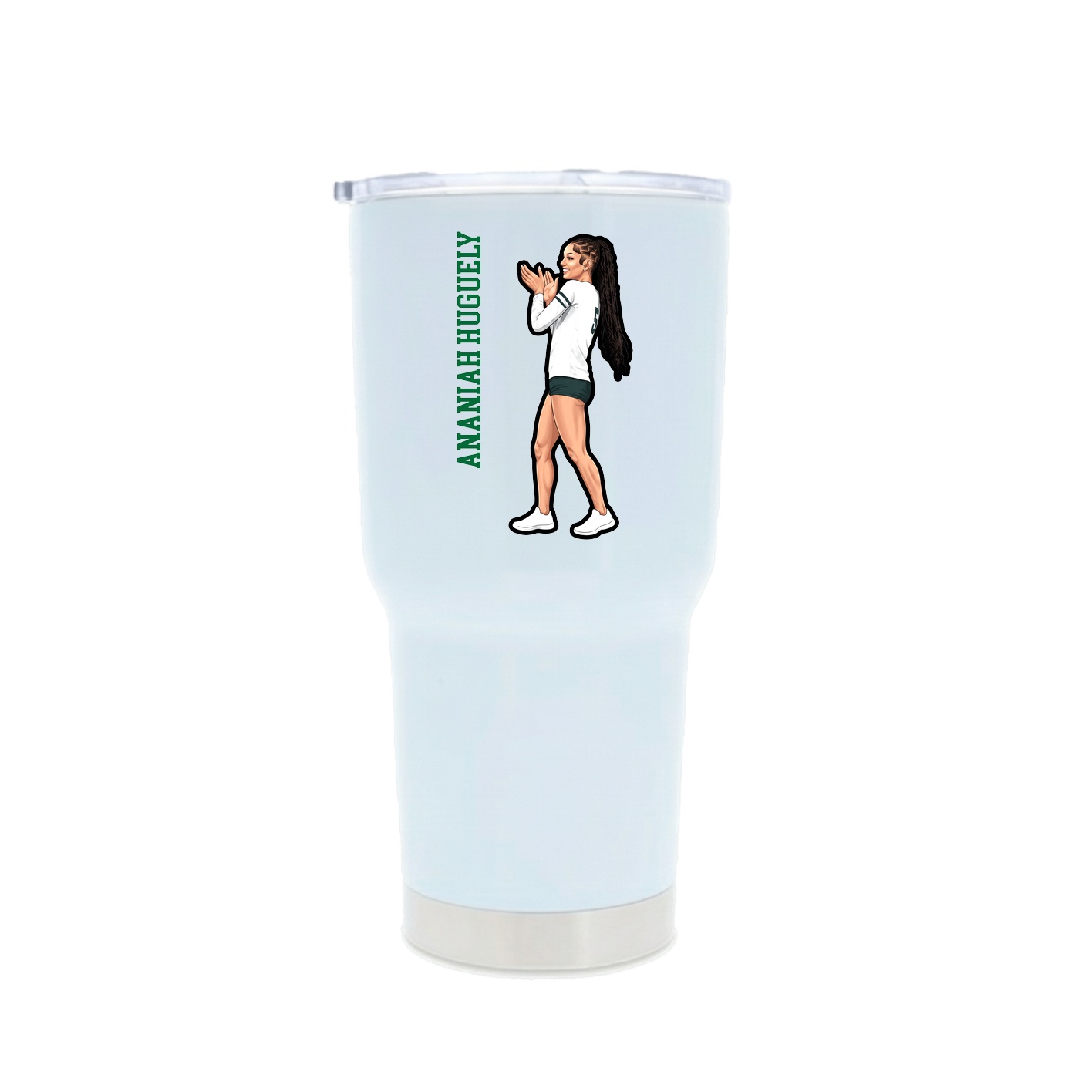 30oz Stainless Steel Tumbler — Name Vertical in White