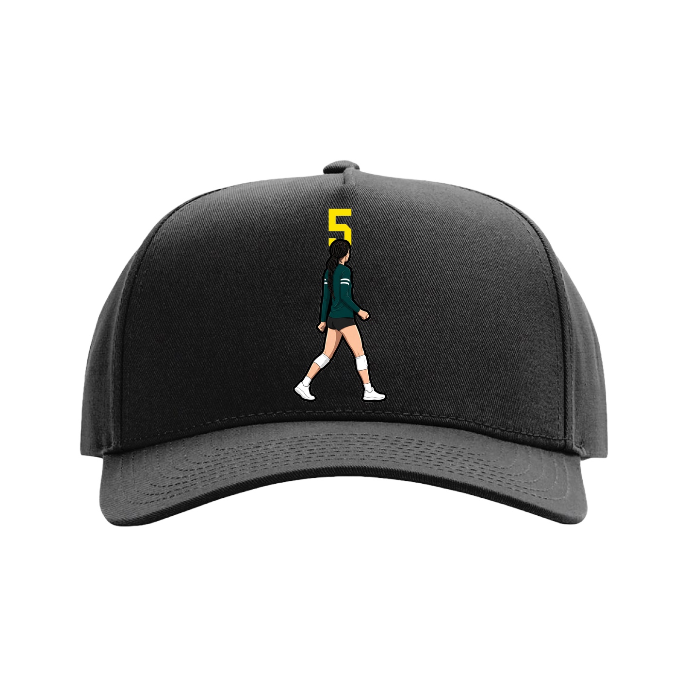 Full Fabric Five-Panel Champ Cap — Number Top in Black
