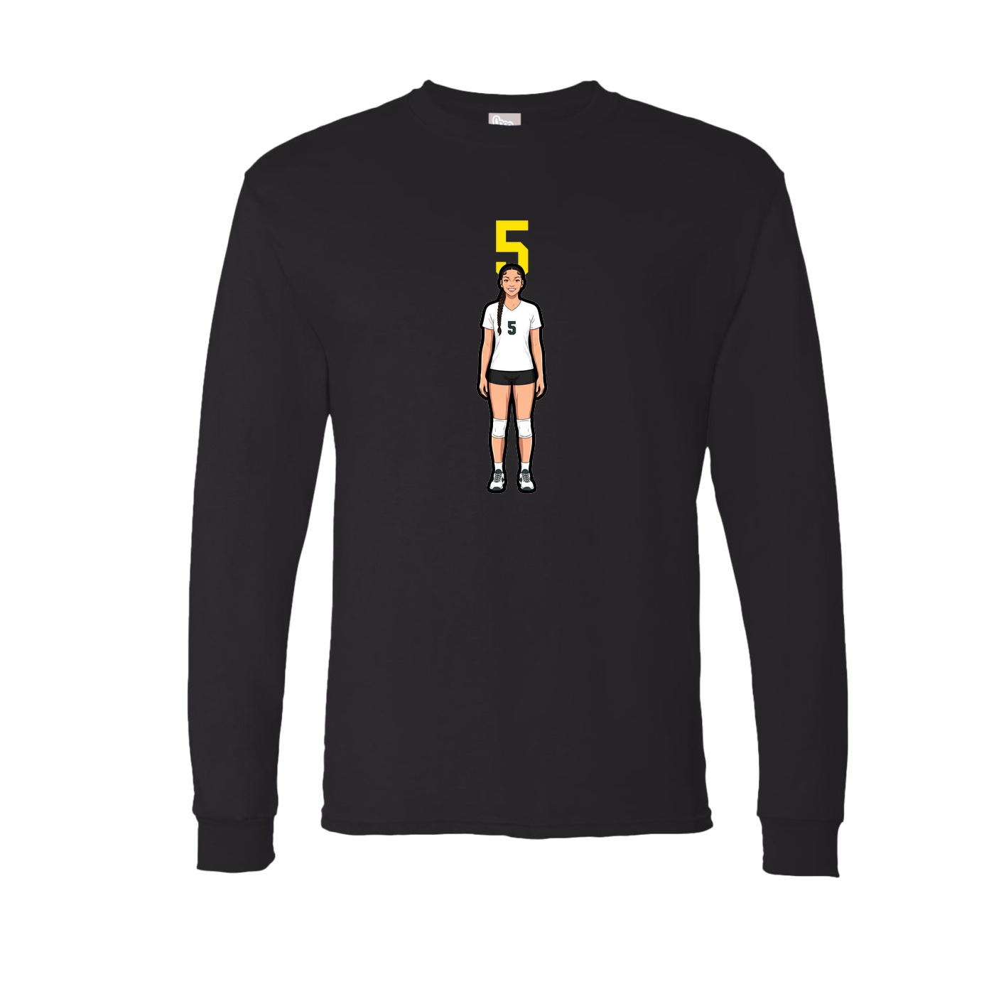 Long Sleeve Tee — Number Top in Black