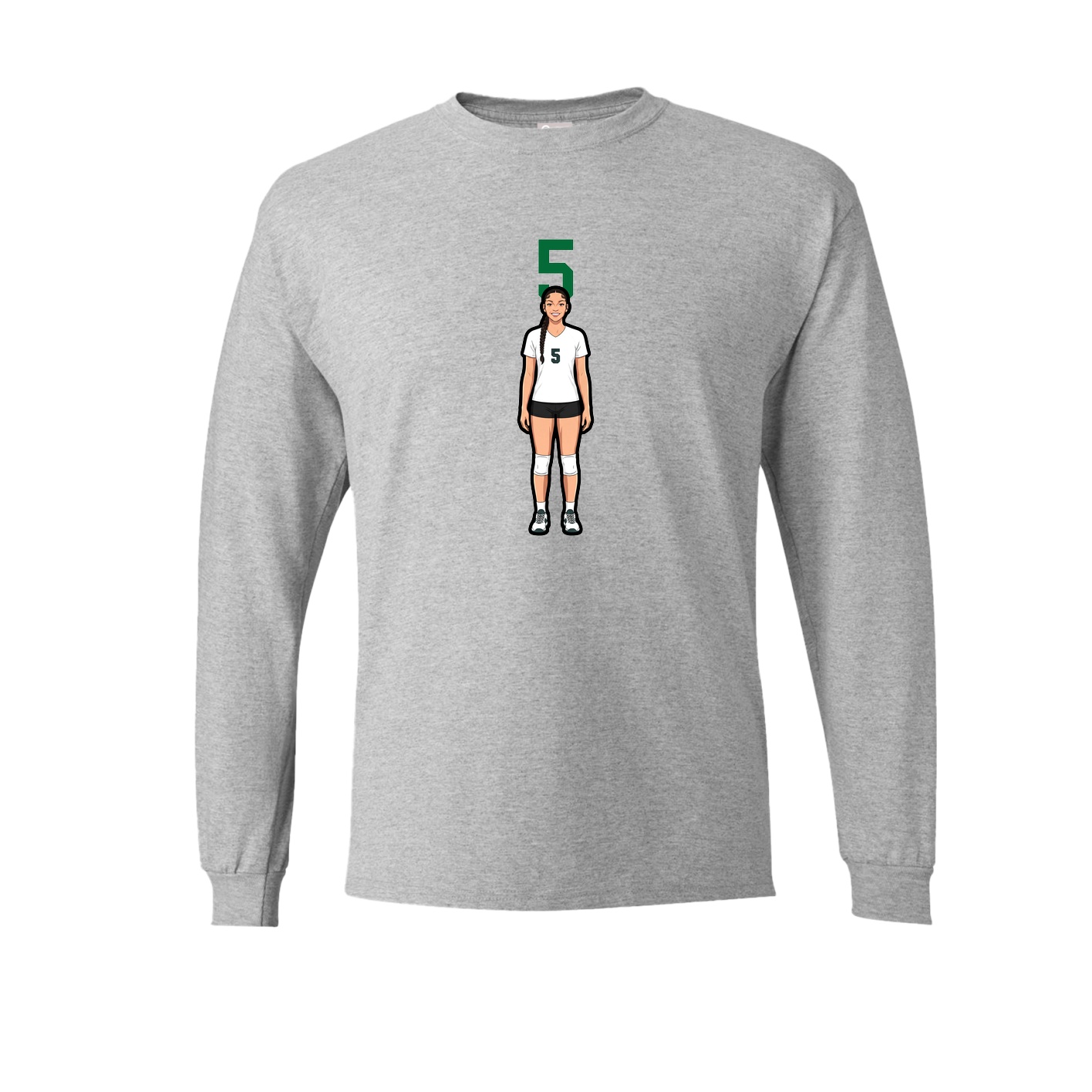 Long Sleeve Tee — Number Top in Grey