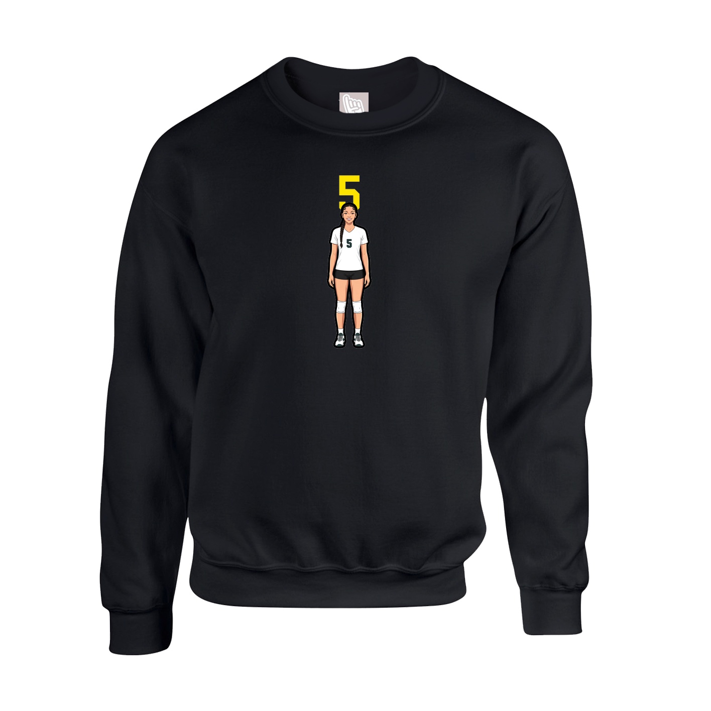 Fleece Crew — Number Top in Black