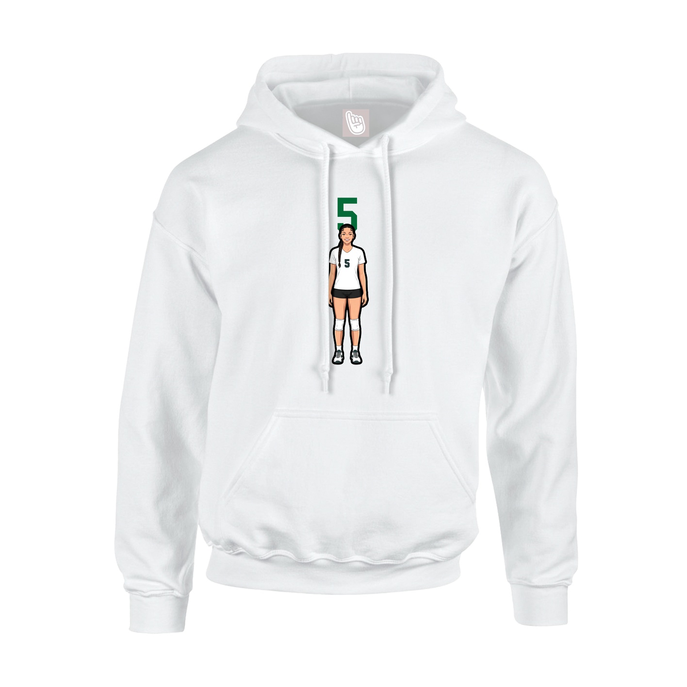 Youth Hoodie — Number Top in White