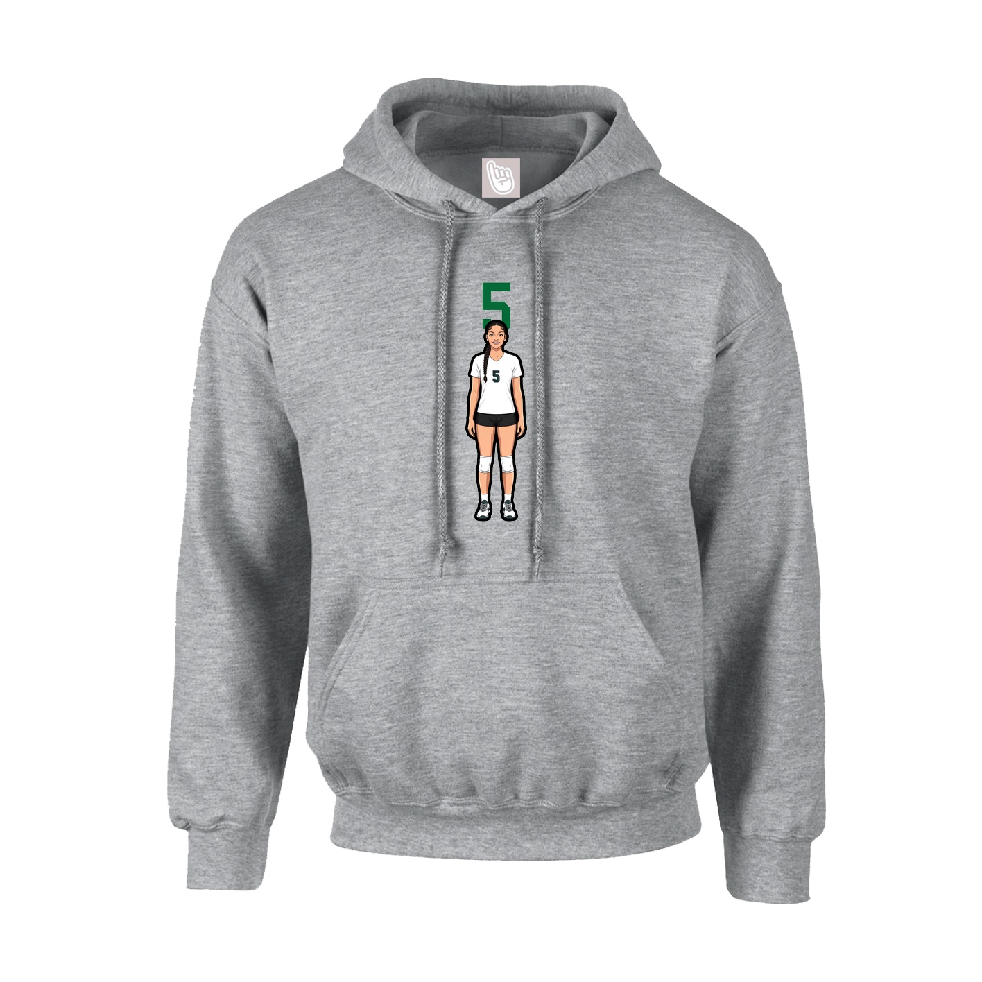 Youth Hoodie — Number Top in Grey