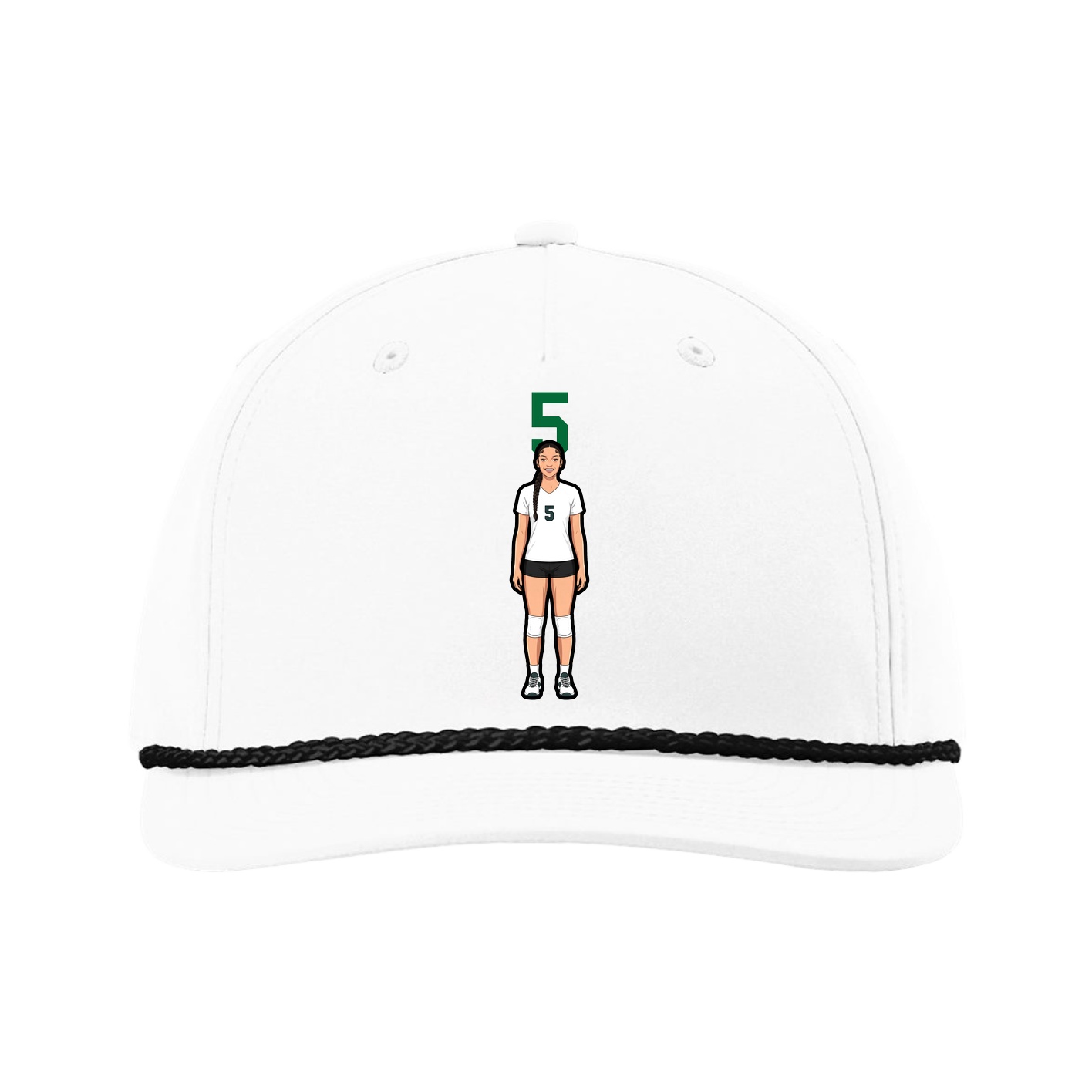 Five-Panel Classic Rope Cap — Number Top in White