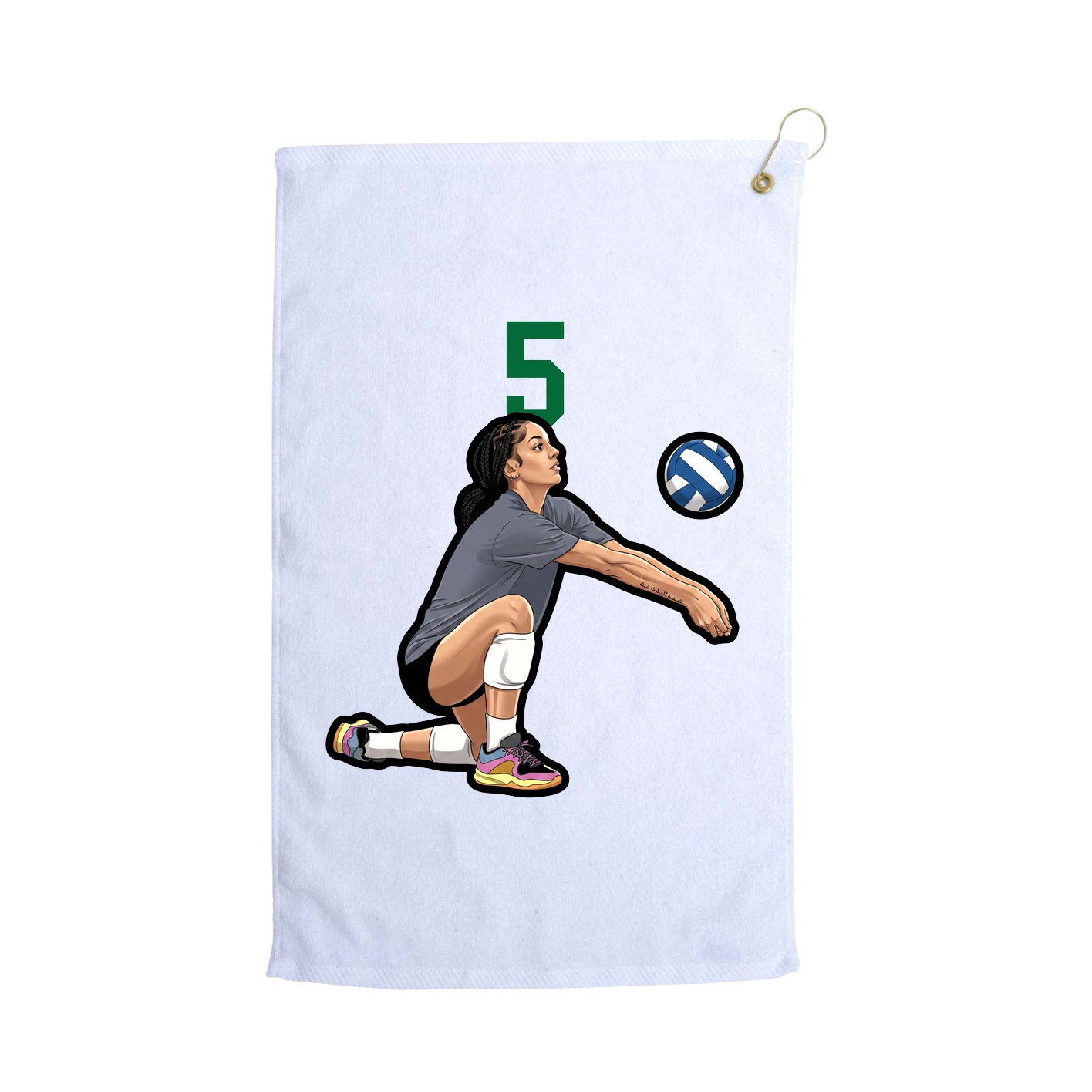 Golf Towel — Number Top in White