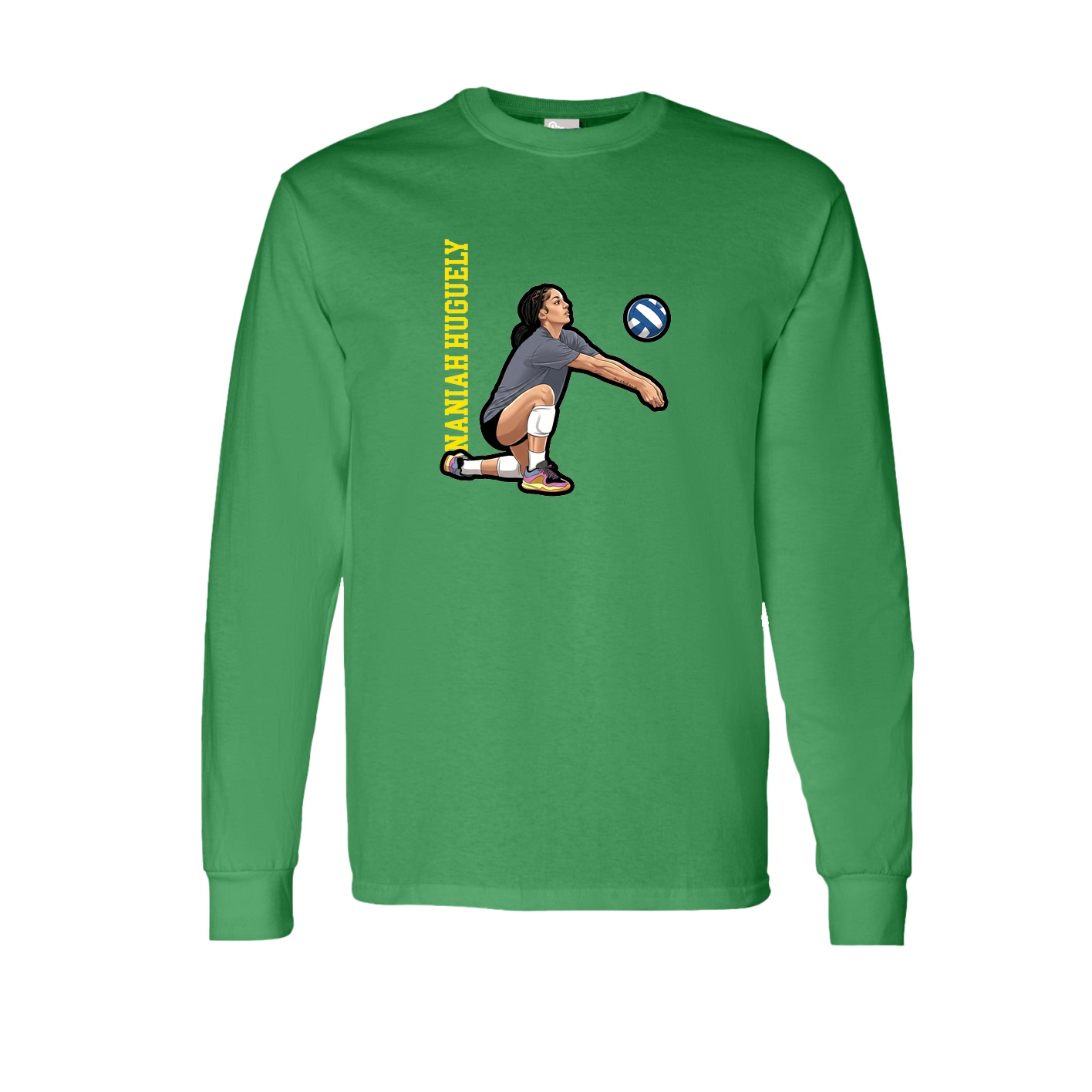 Long Sleeve Tee — Name Vertical in Green