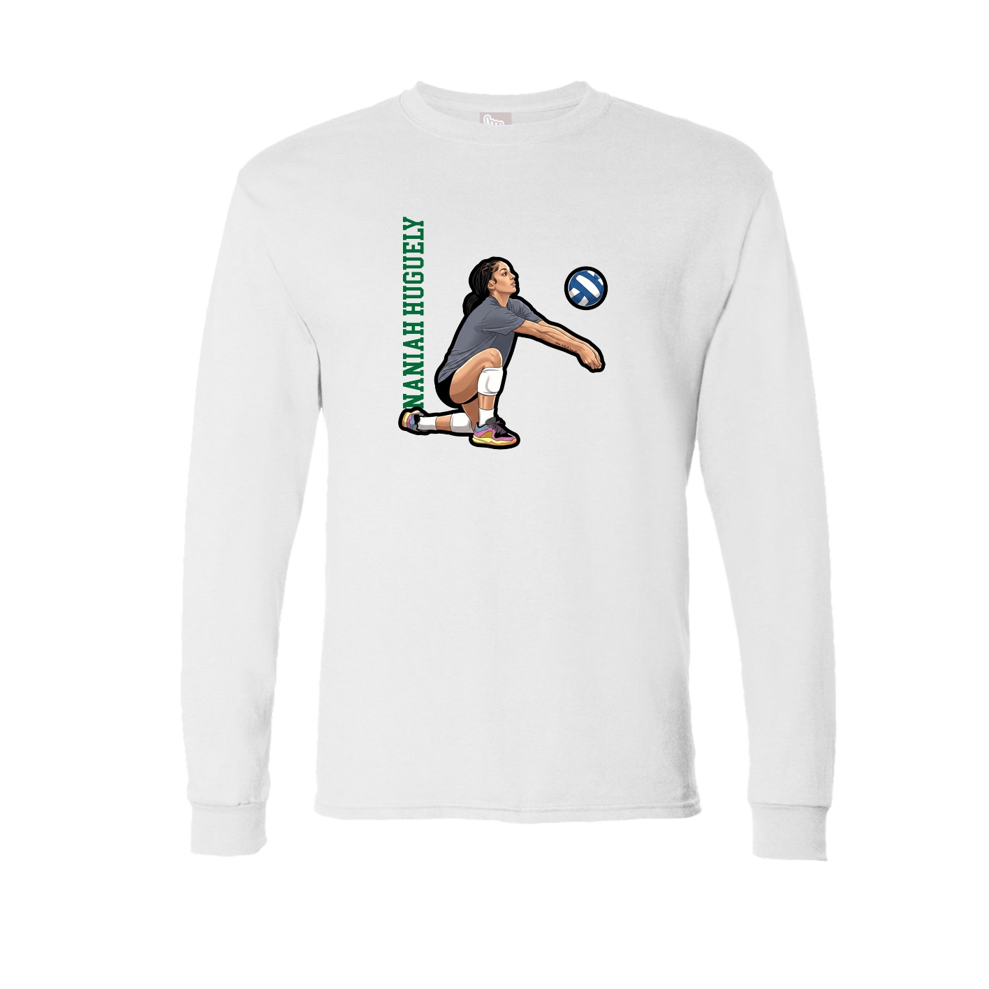 Long Sleeve Tee — Name Vertical in White