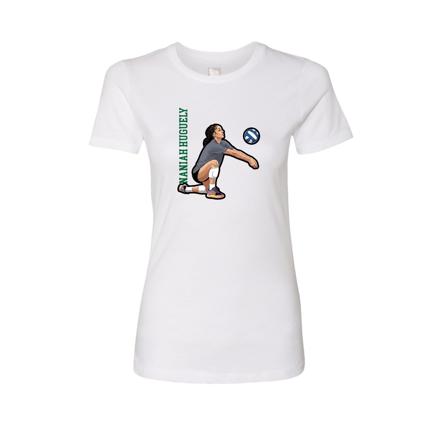 Womens Tee — Name Vertical in White