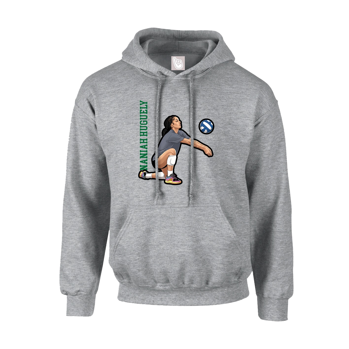 Youth Hoodie — Name Vertical in Grey