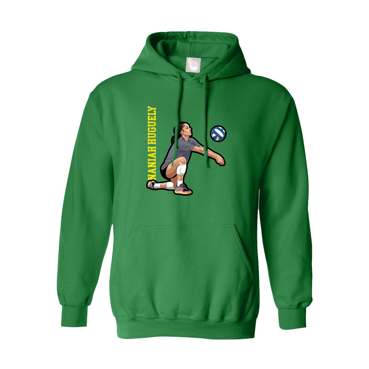 Youth Hoodie — Name Vertical in Green