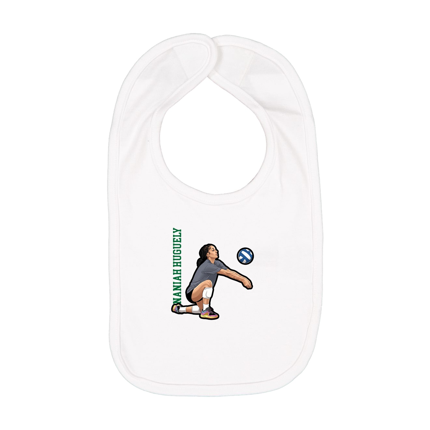 Infant Bib — Name Vertical in White