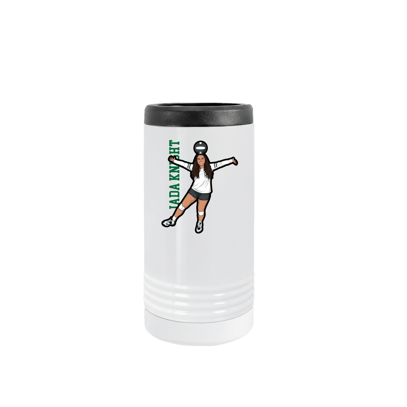 Slim Beverage Holder — Name Vertical in White