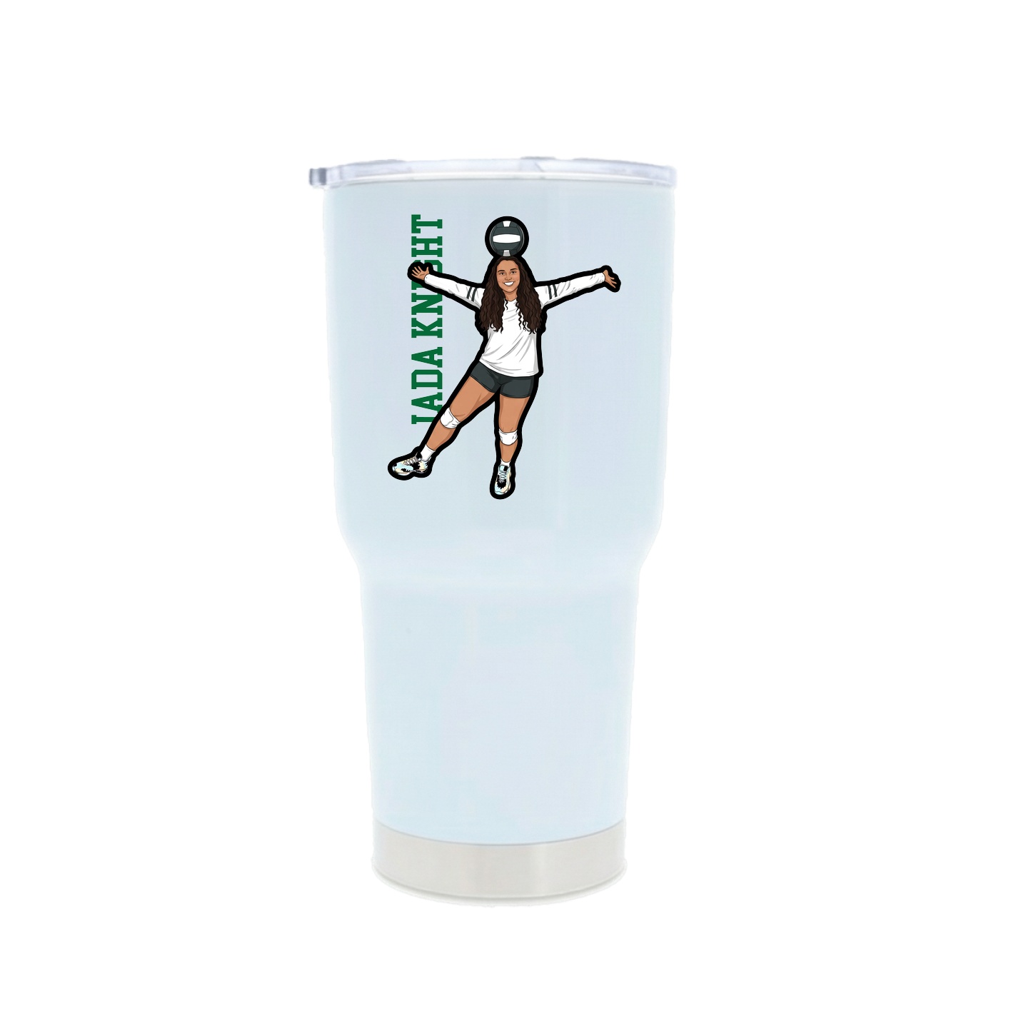 30oz Stainless Steel Tumbler — Name Vertical in White