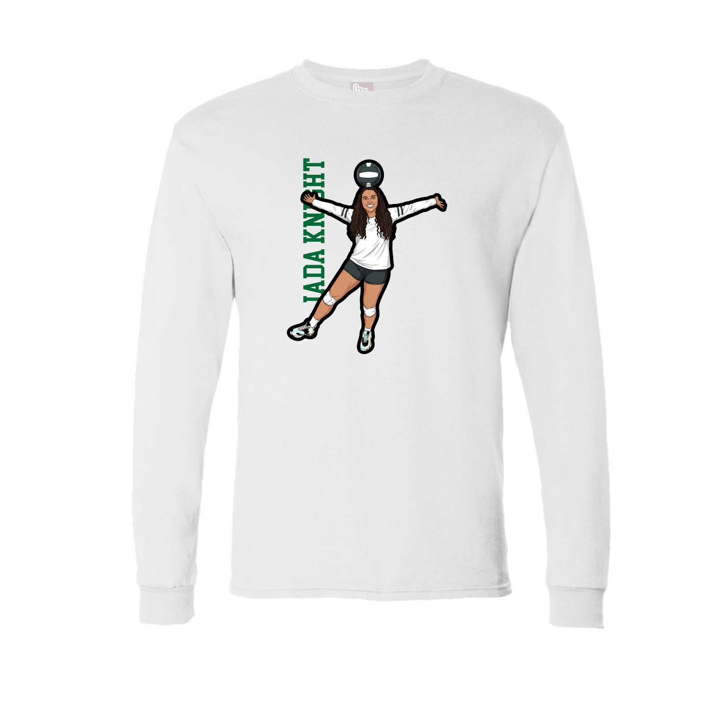 Long Sleeve Tee — Name Vertical in White