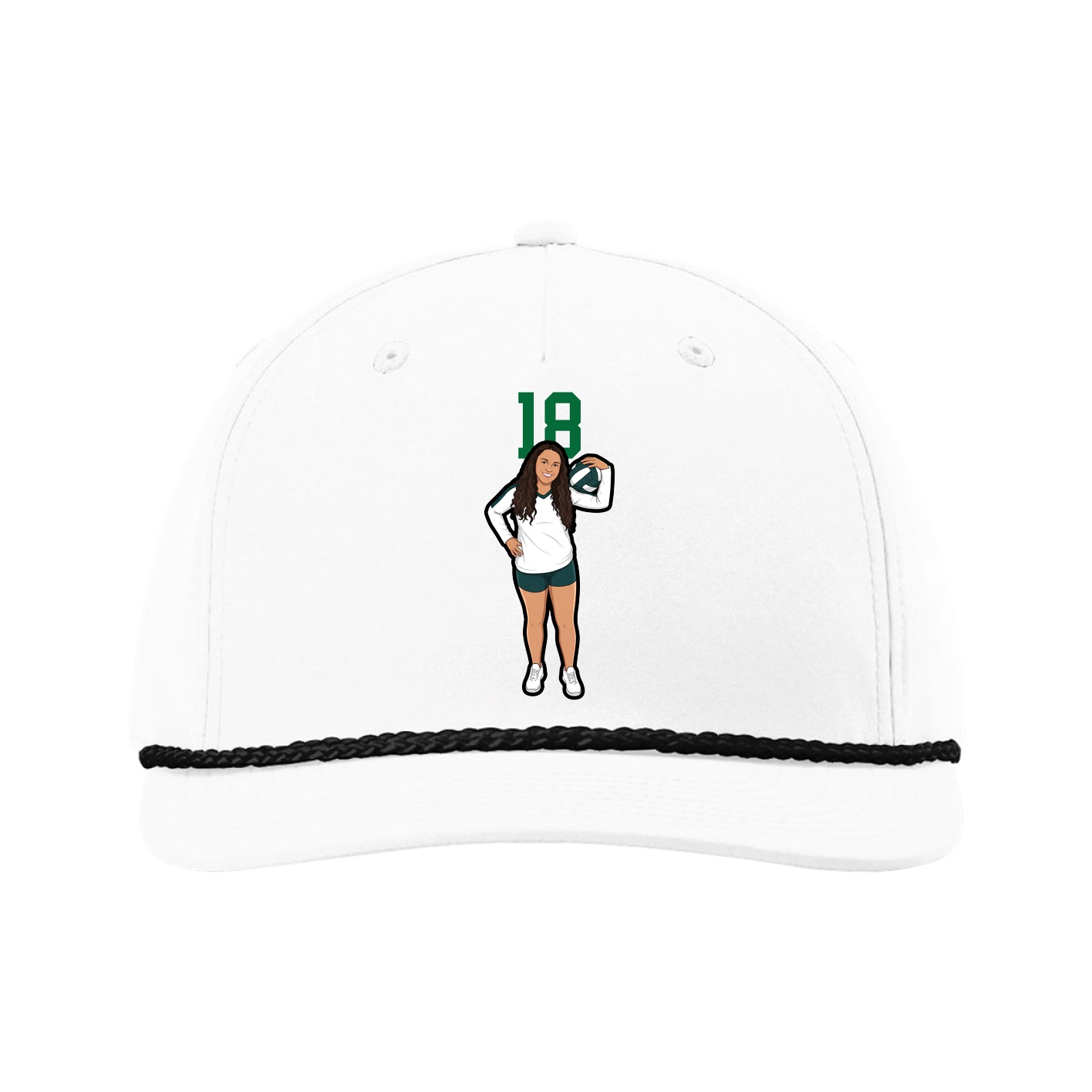 Five-Panel Classic Rope Cap — Number Top in White